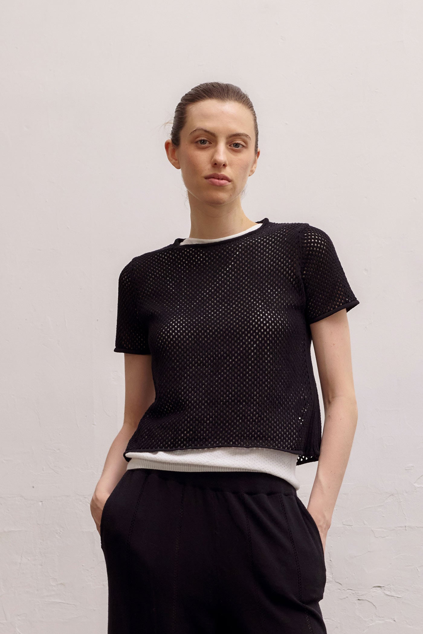 Hex Crochet Tee - Black