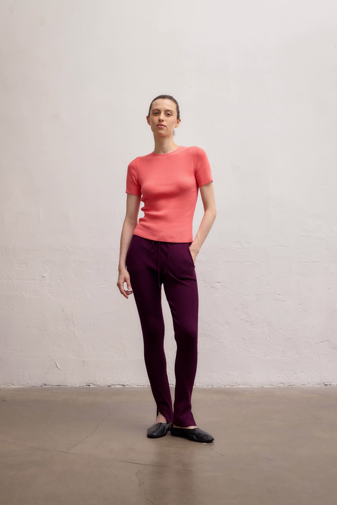 Ivy Rib Pants - Plum