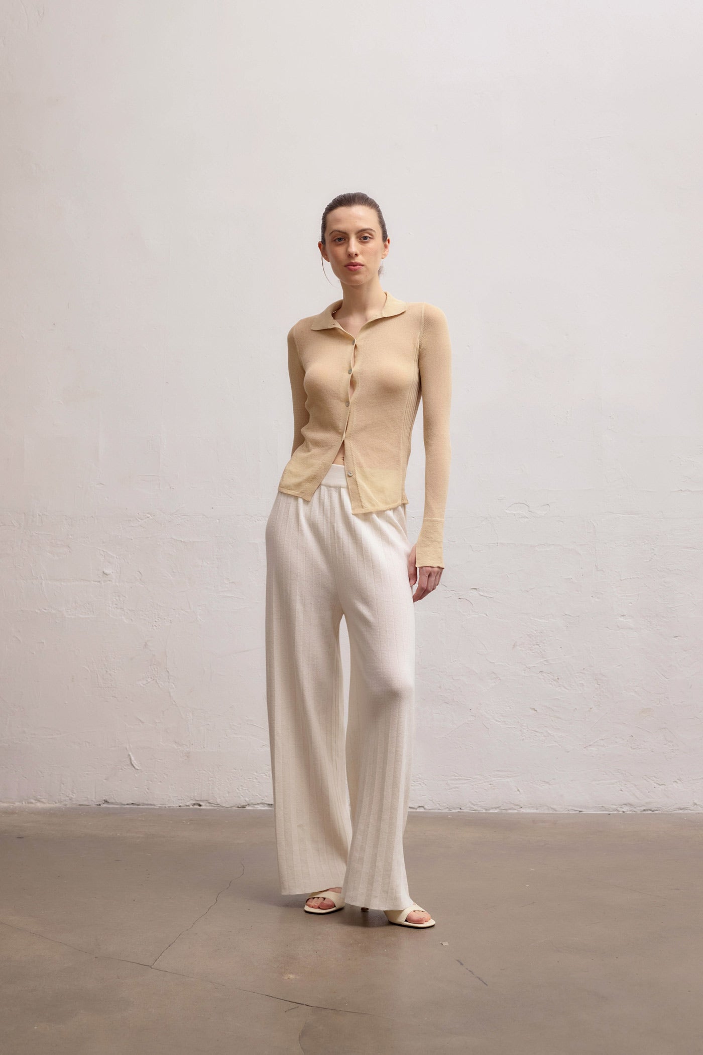 Durban Plissé Pants - Bone