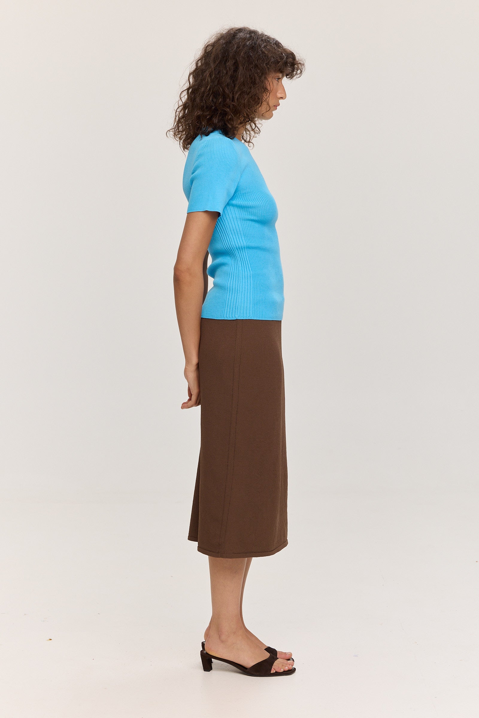 Ribbed Makò T - Cornflower Blue