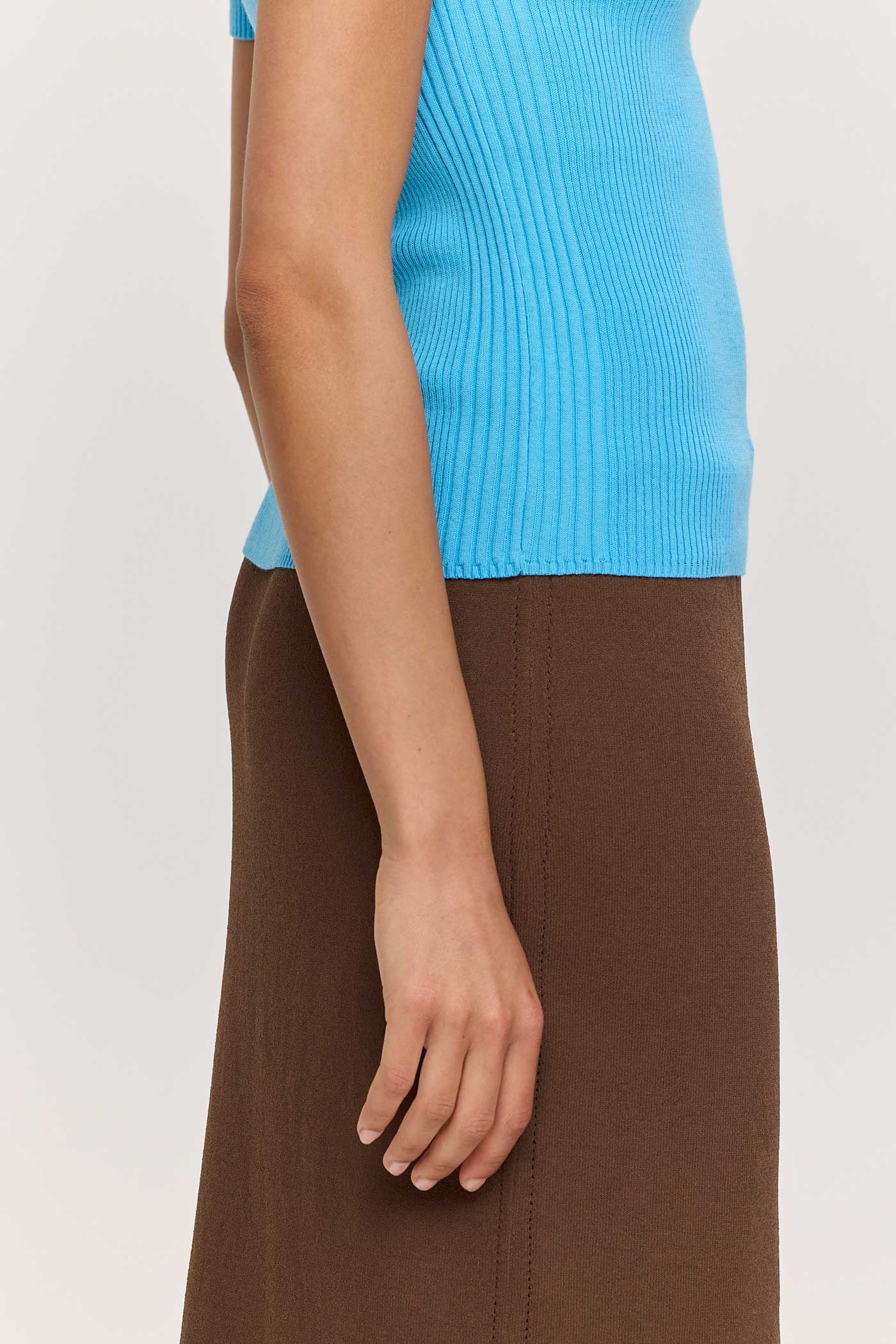 Ribbed Makò T - Cornflower Blue