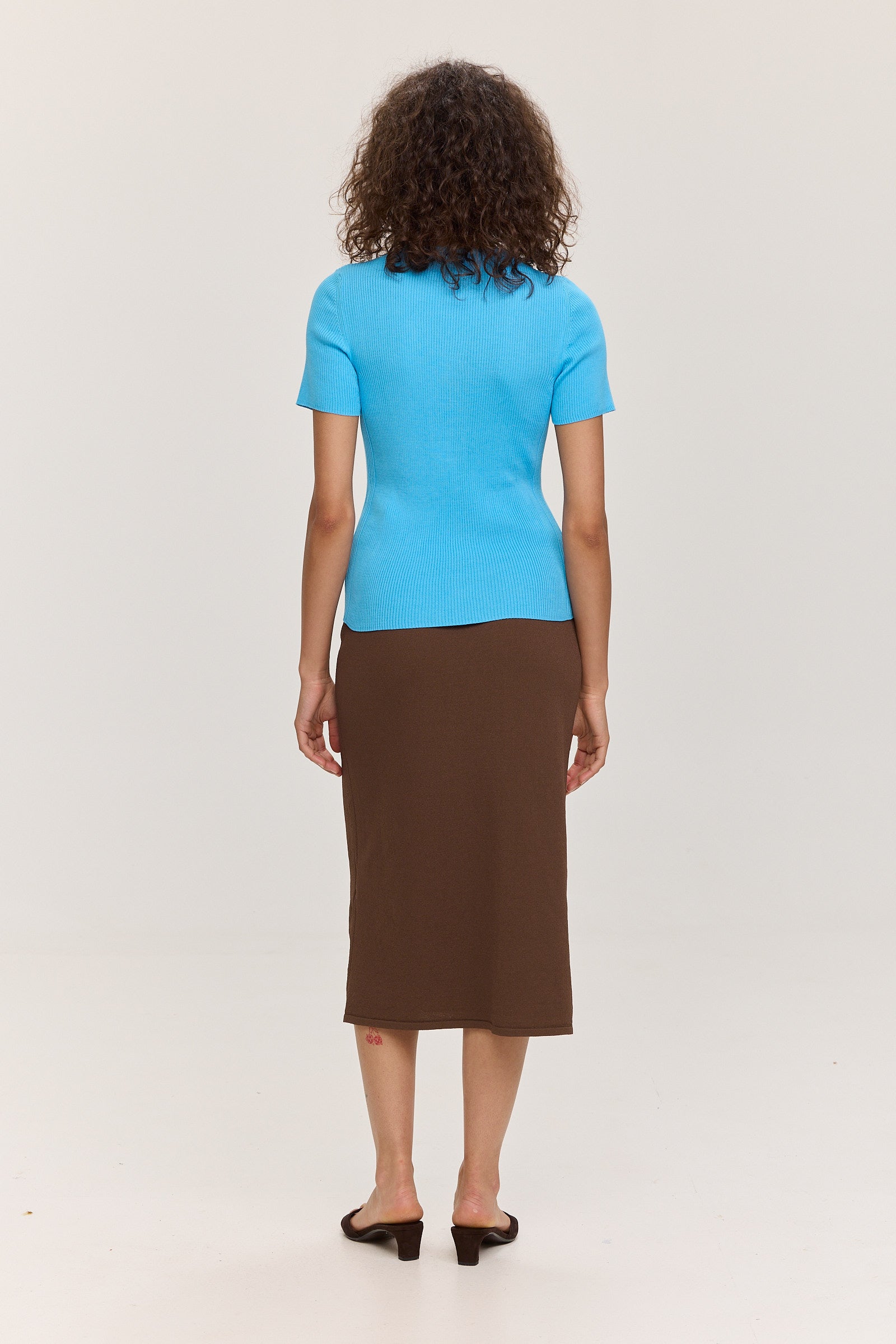 Ribbed Makò T - Cornflower Blue