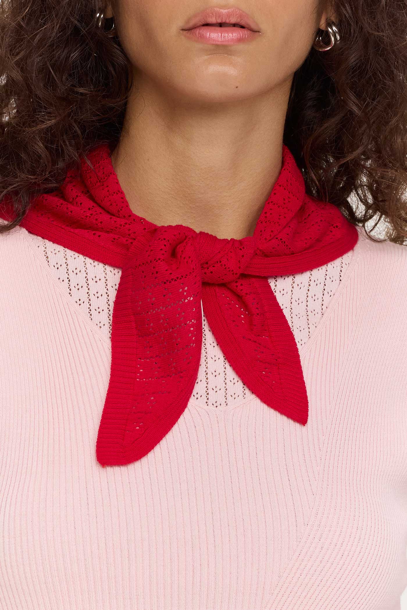 Riet Pointelle Scarf - Red