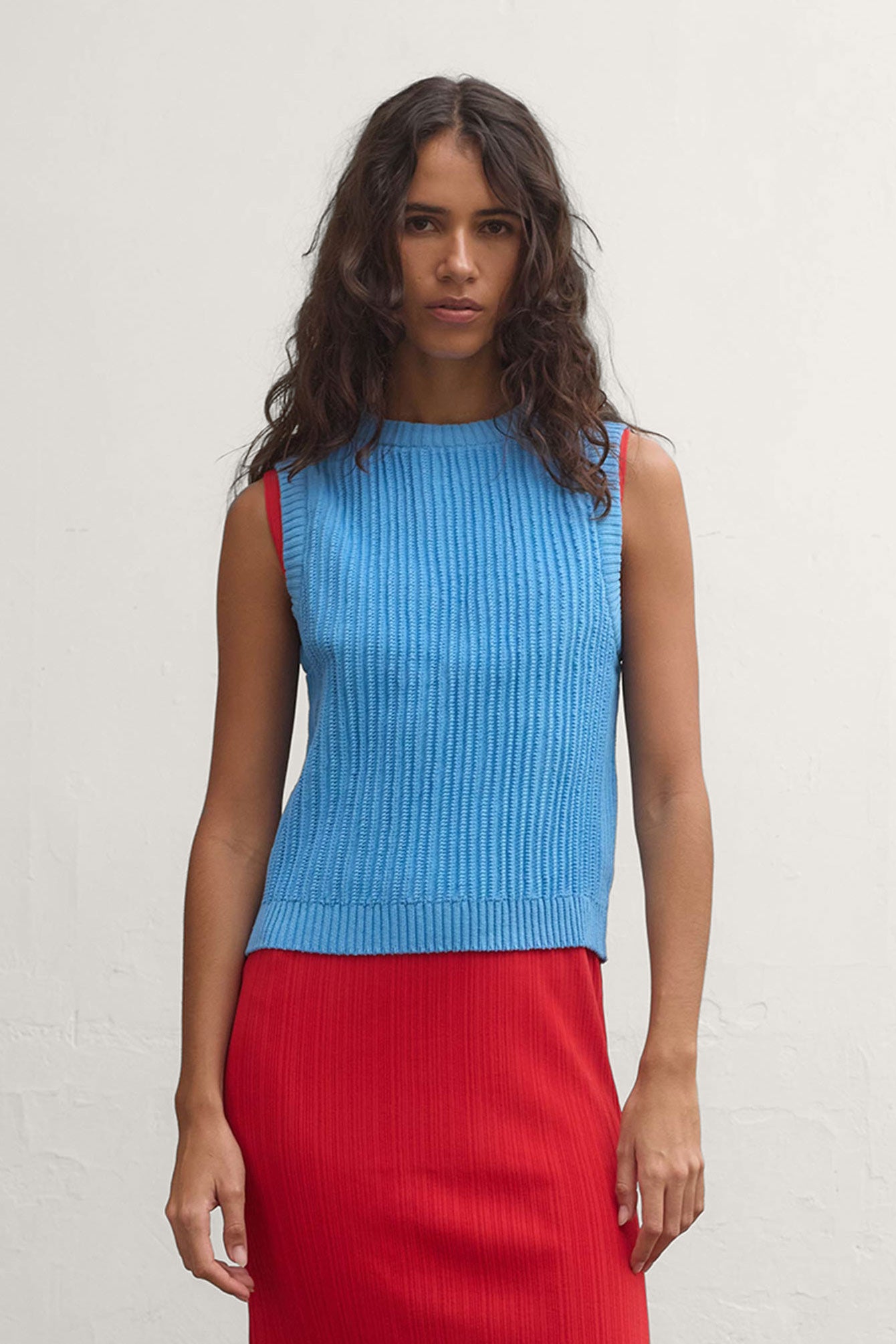 Belmont Cotton Vest - Cornflower Blue