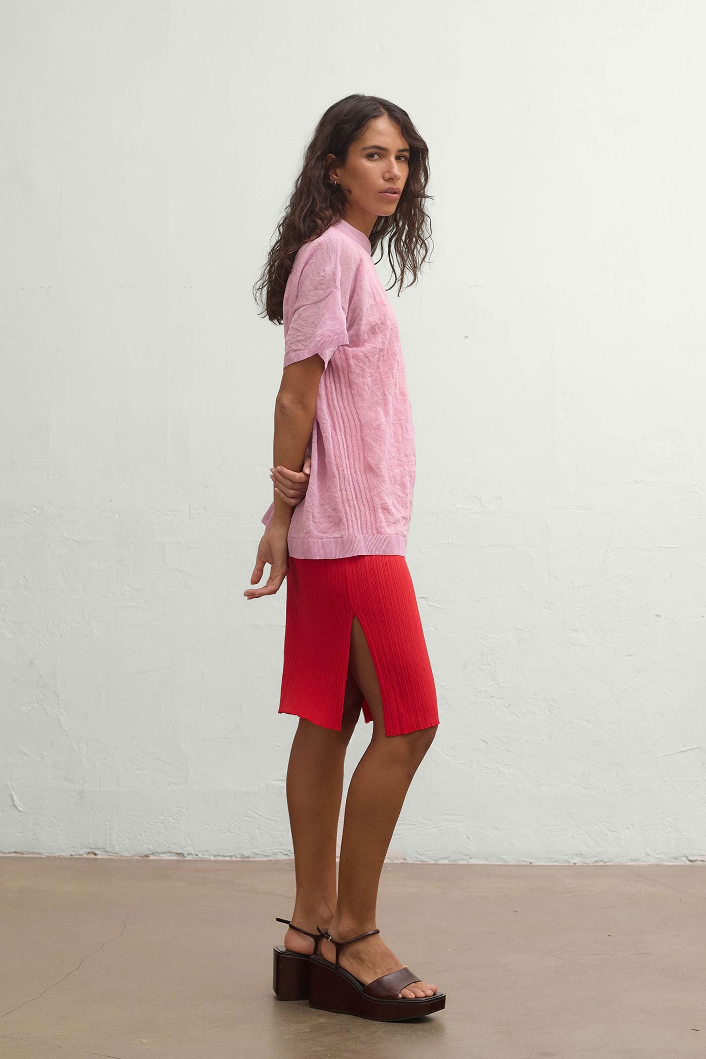 Bray Wrinkled Metal Tee - Orchid