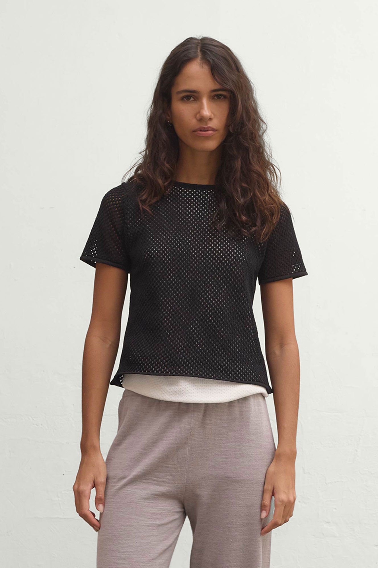 Hex Crochet Tee - Black
