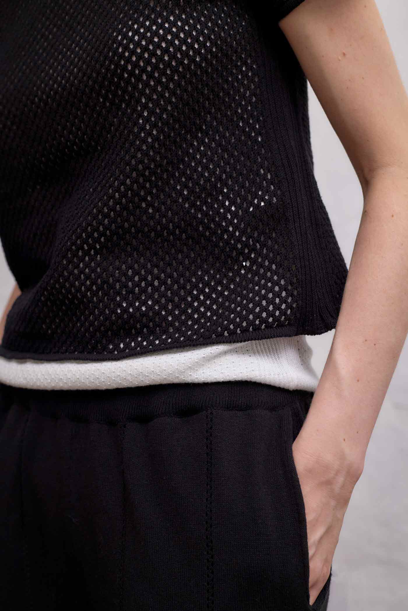 Hex Crochet Tee - Black