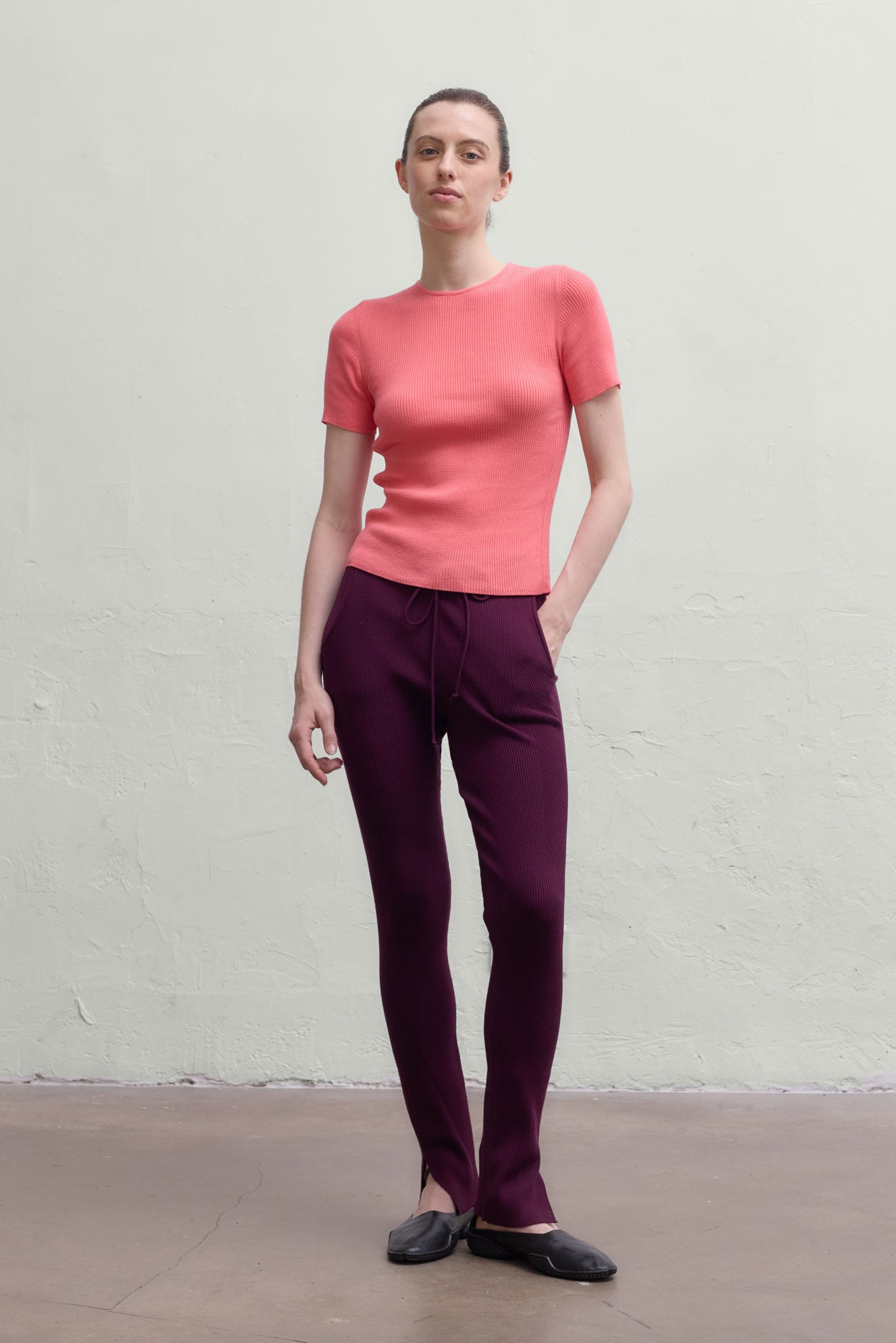 Ivy Rib Pants - Plum