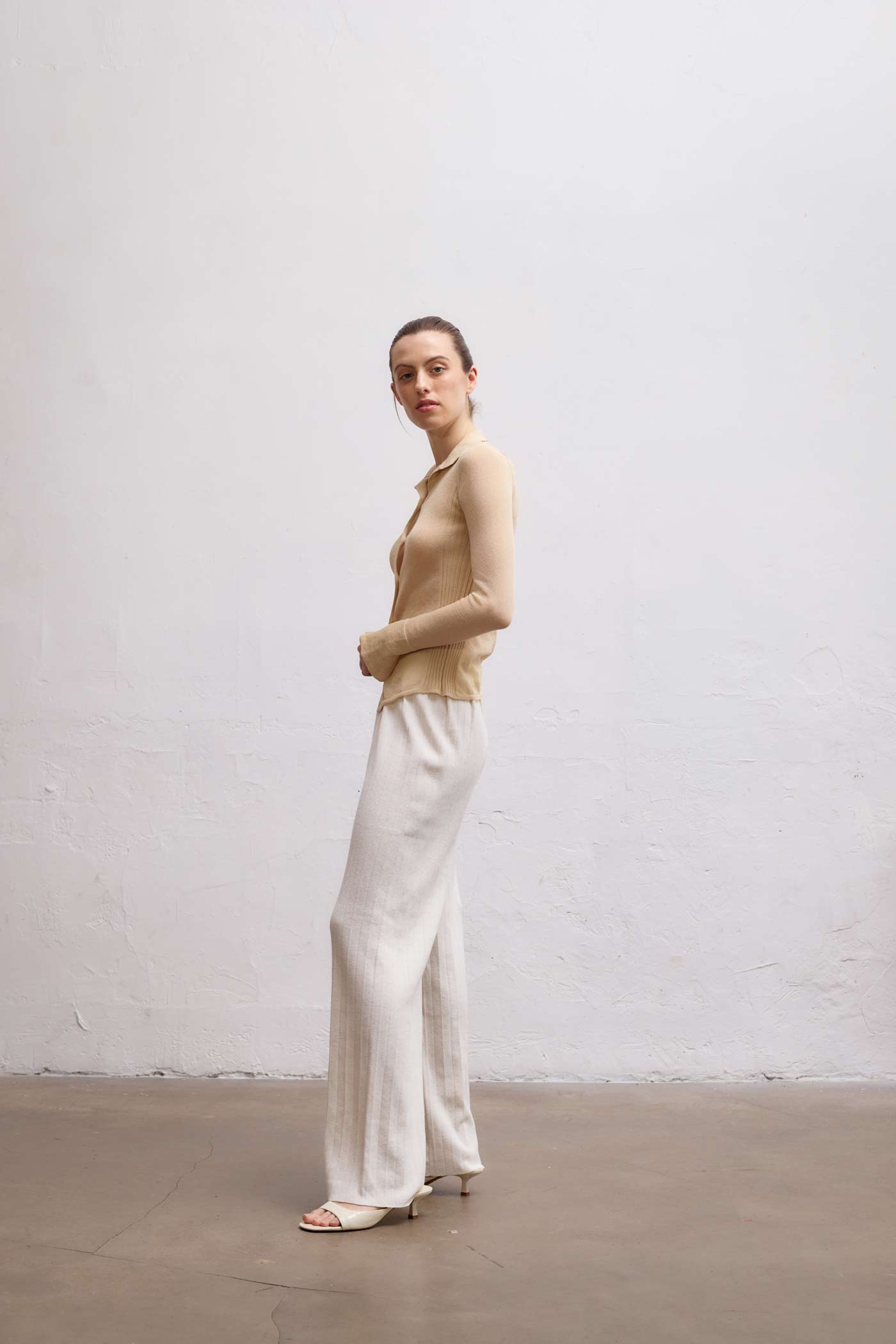 Durban Plissé Pants - Bone