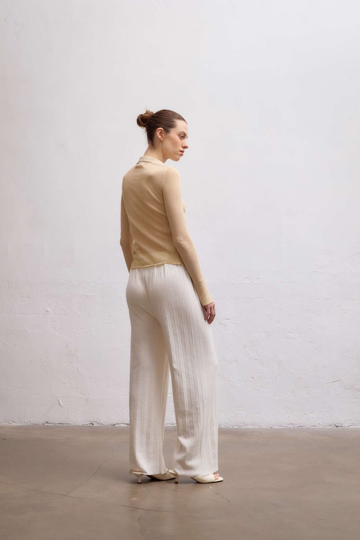 Durban Plissé Pants - Bone