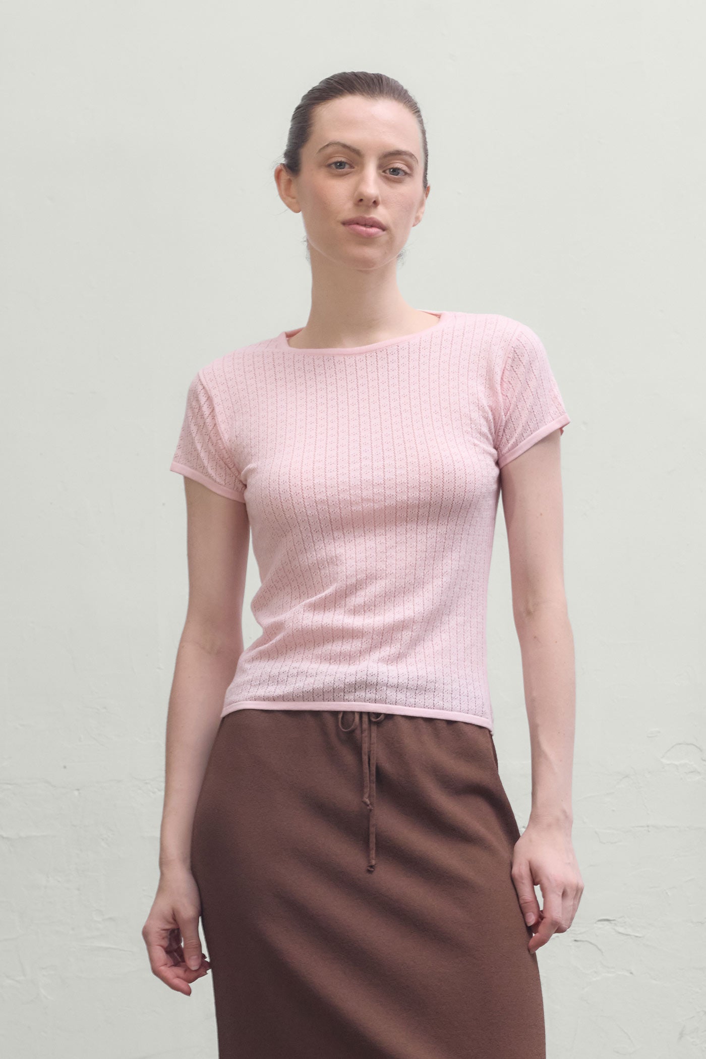 Riet Pointelle Tee - Pink