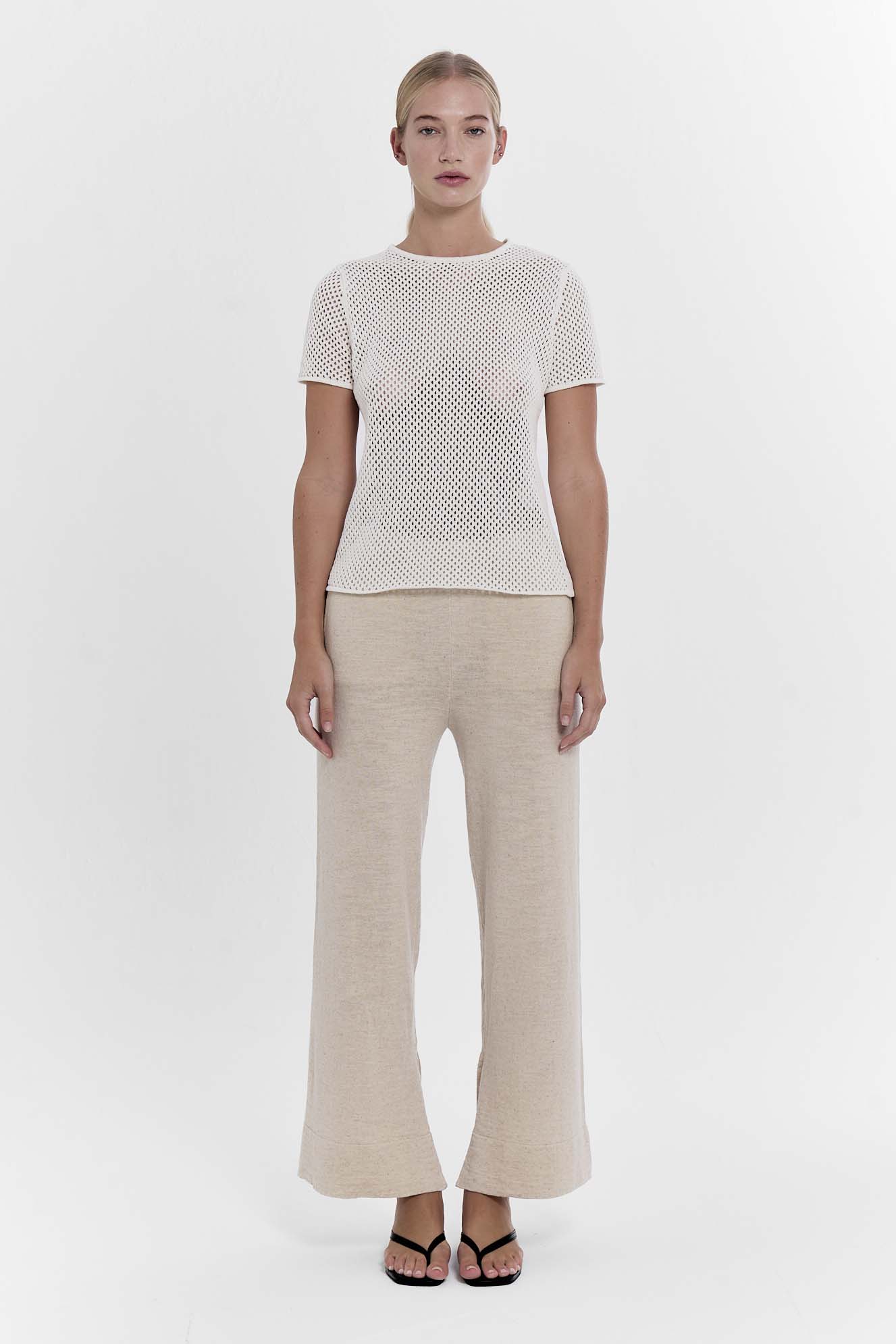 Hex Crochet Tee - Bone