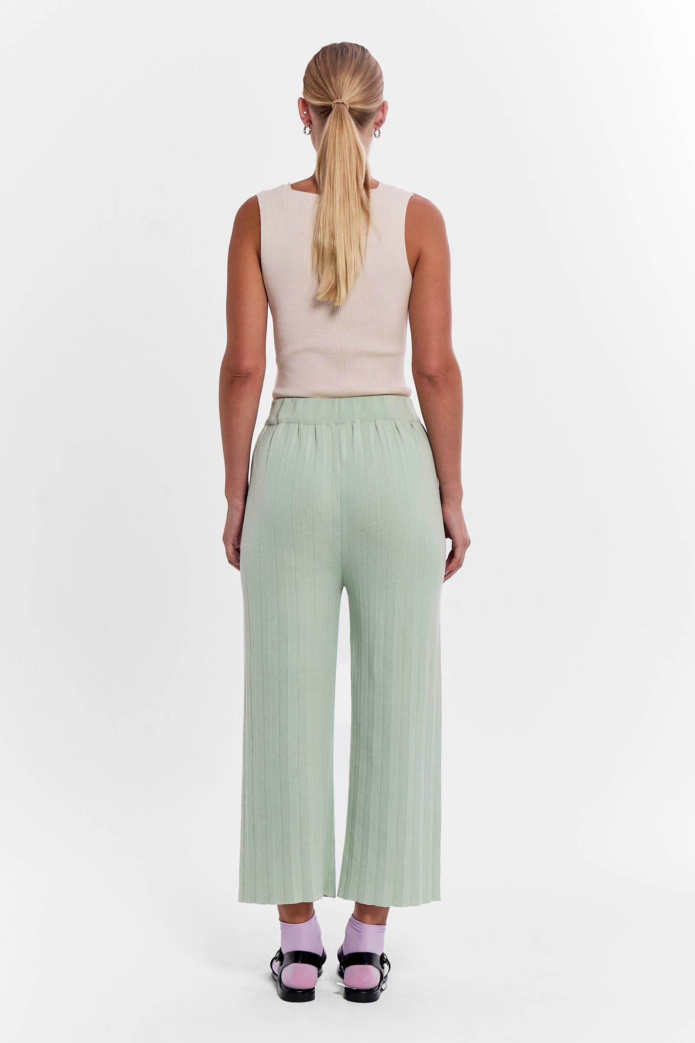 Durban Plissé Pants - Matcha
