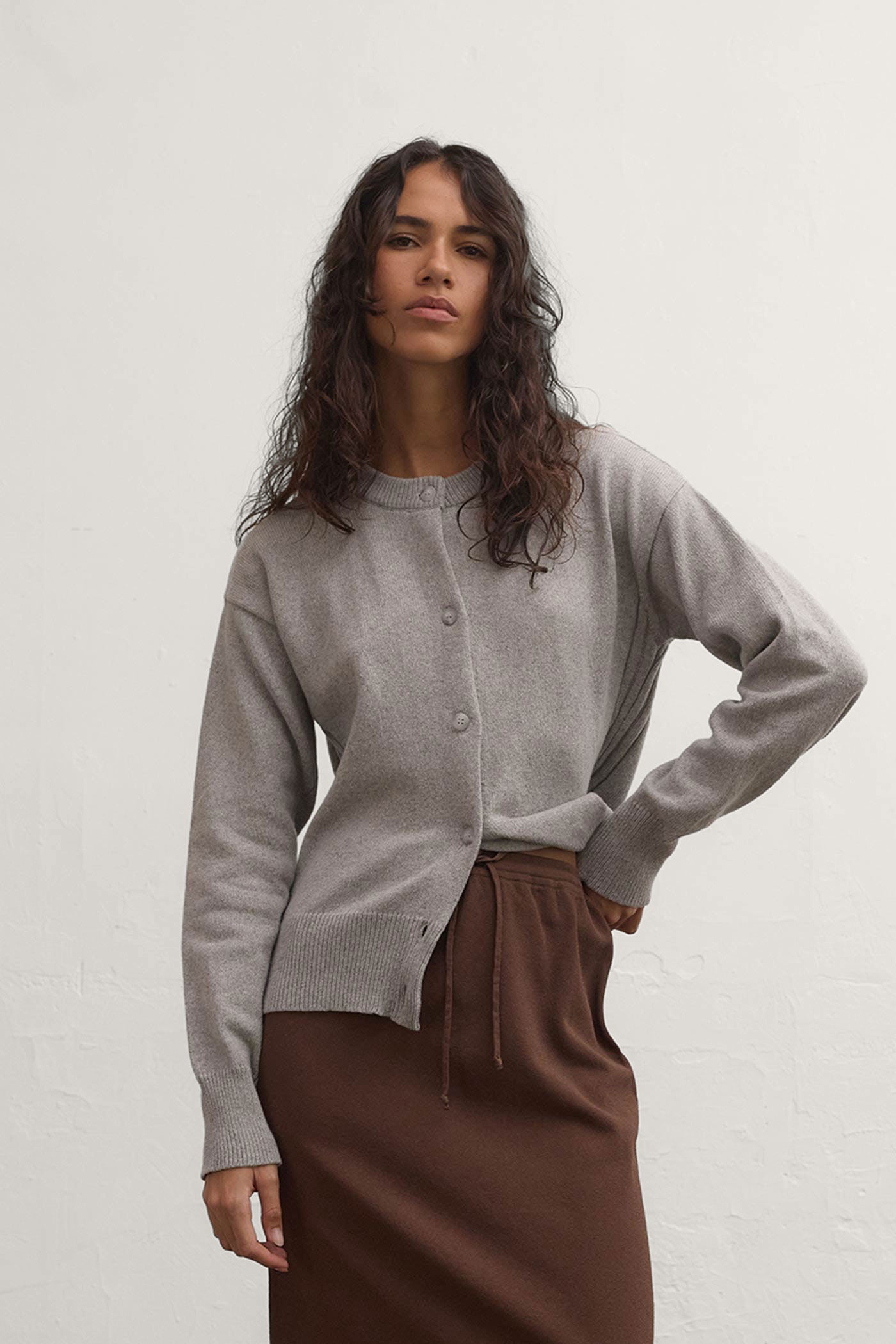 Berlin Cotton-Cashmere Cardigan - Melange Grey