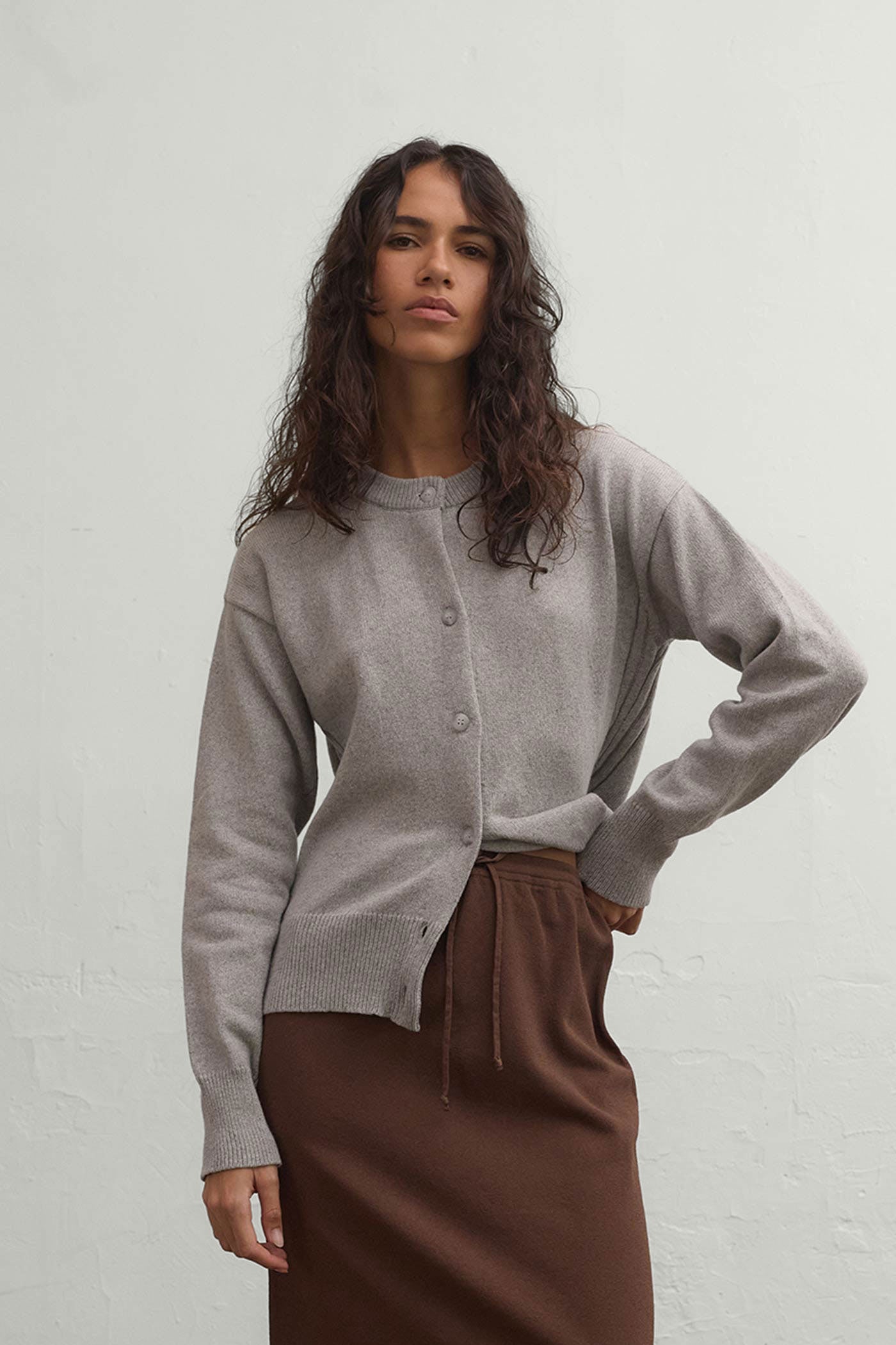 Berlin Cotton-Cashmere Cardigan - Melange Grey