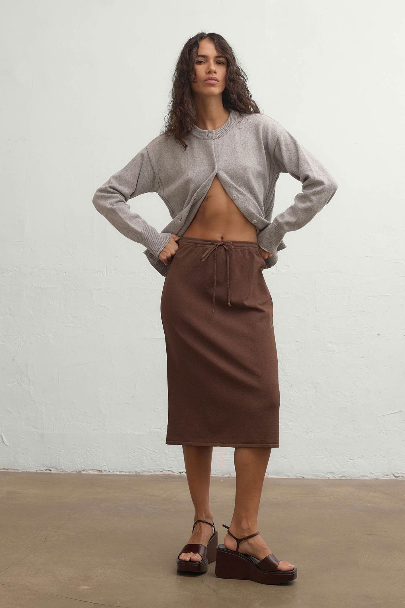 Brits Bouclè Skirt - Brown
