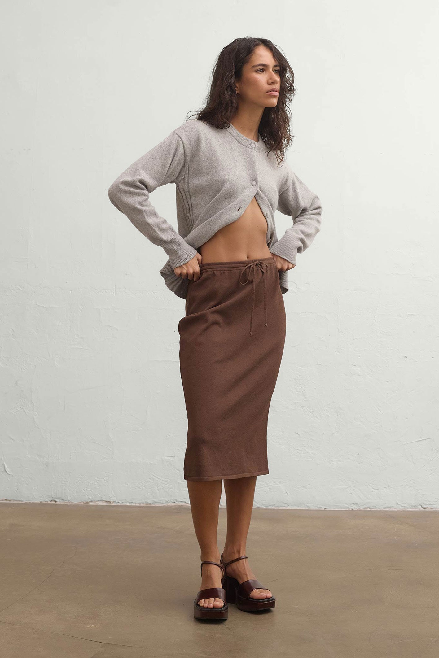 Brits Bouclè Skirt - Brown