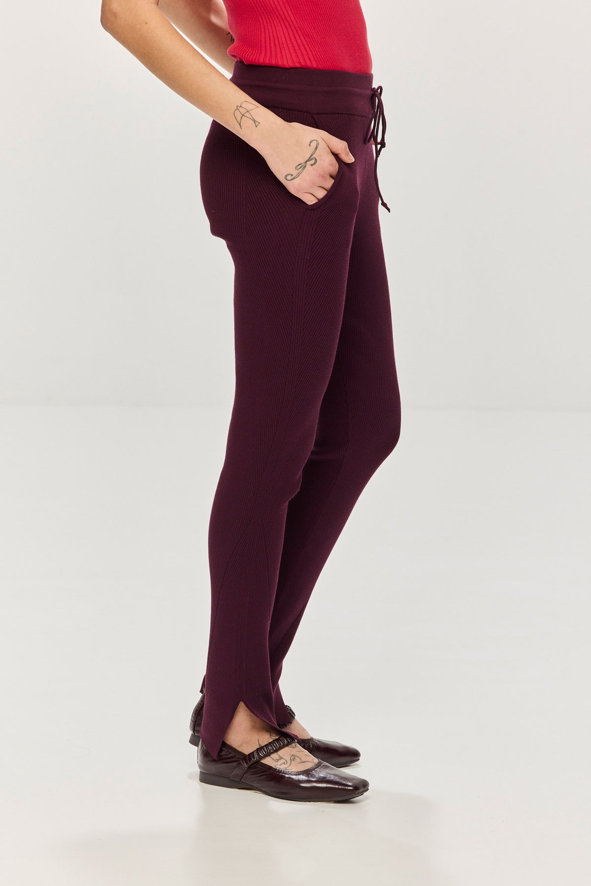 Ivy Rib Pants - Plum