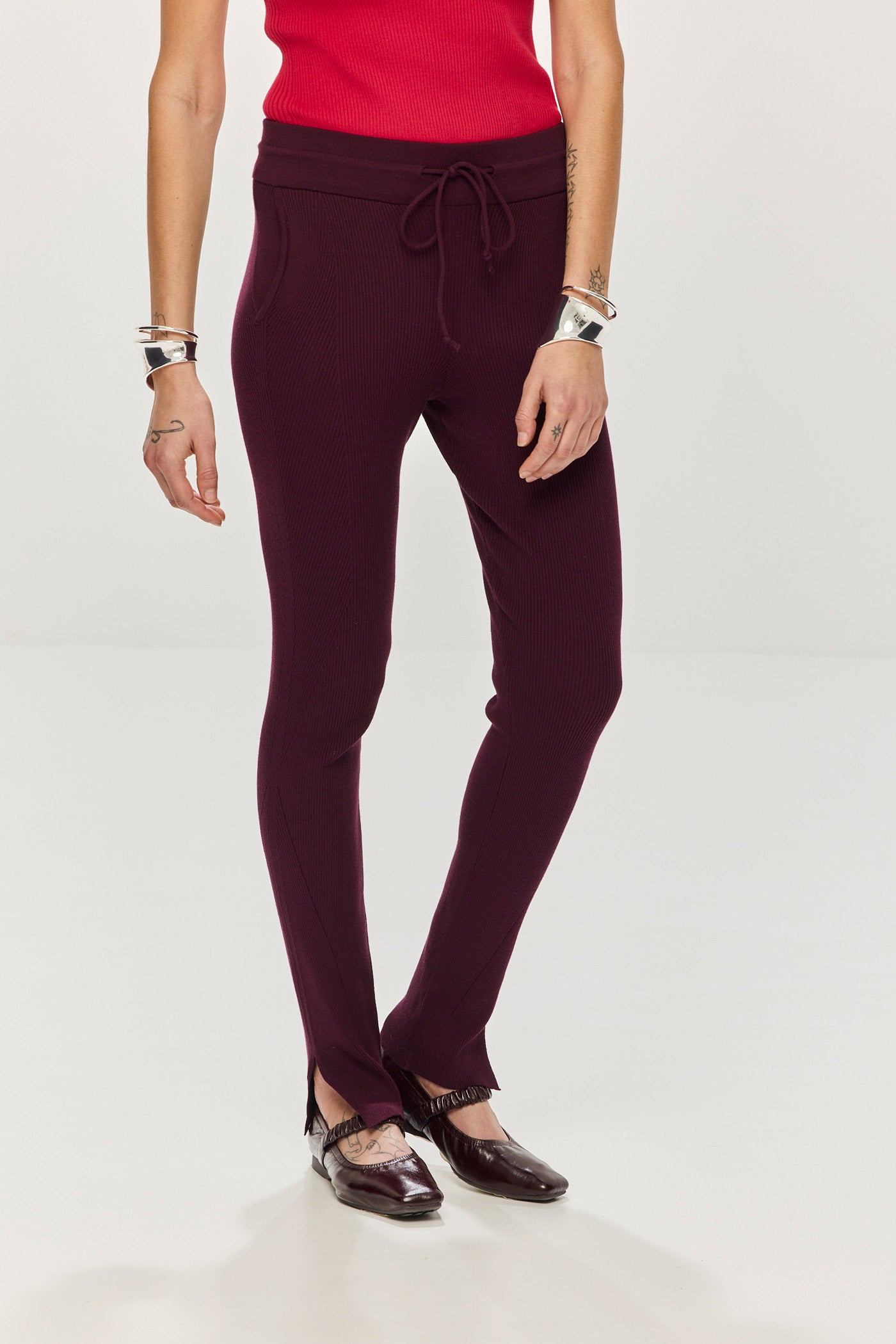 Ivy Rib Pants - Plum