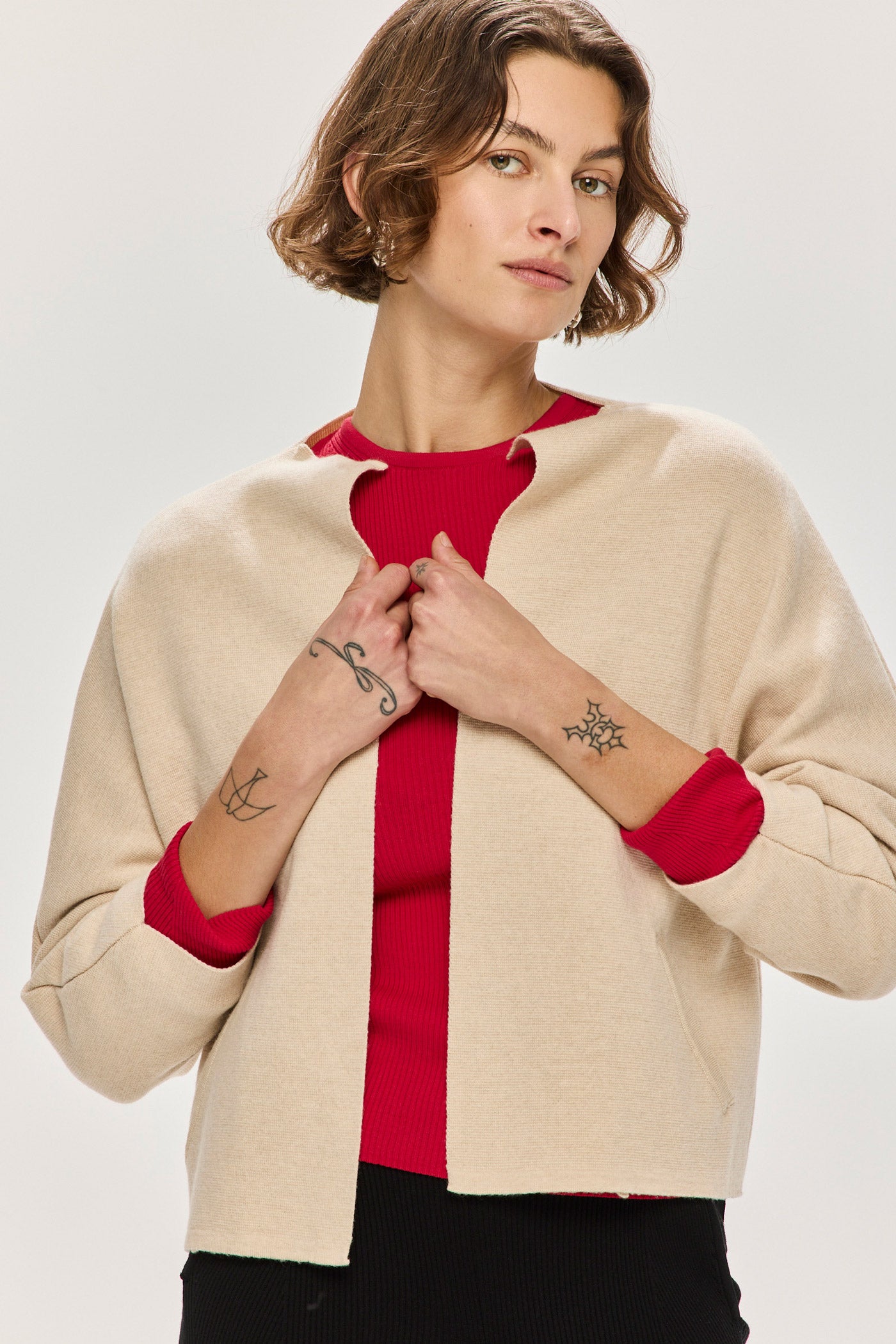 Knit Kimono Jacket - Sand