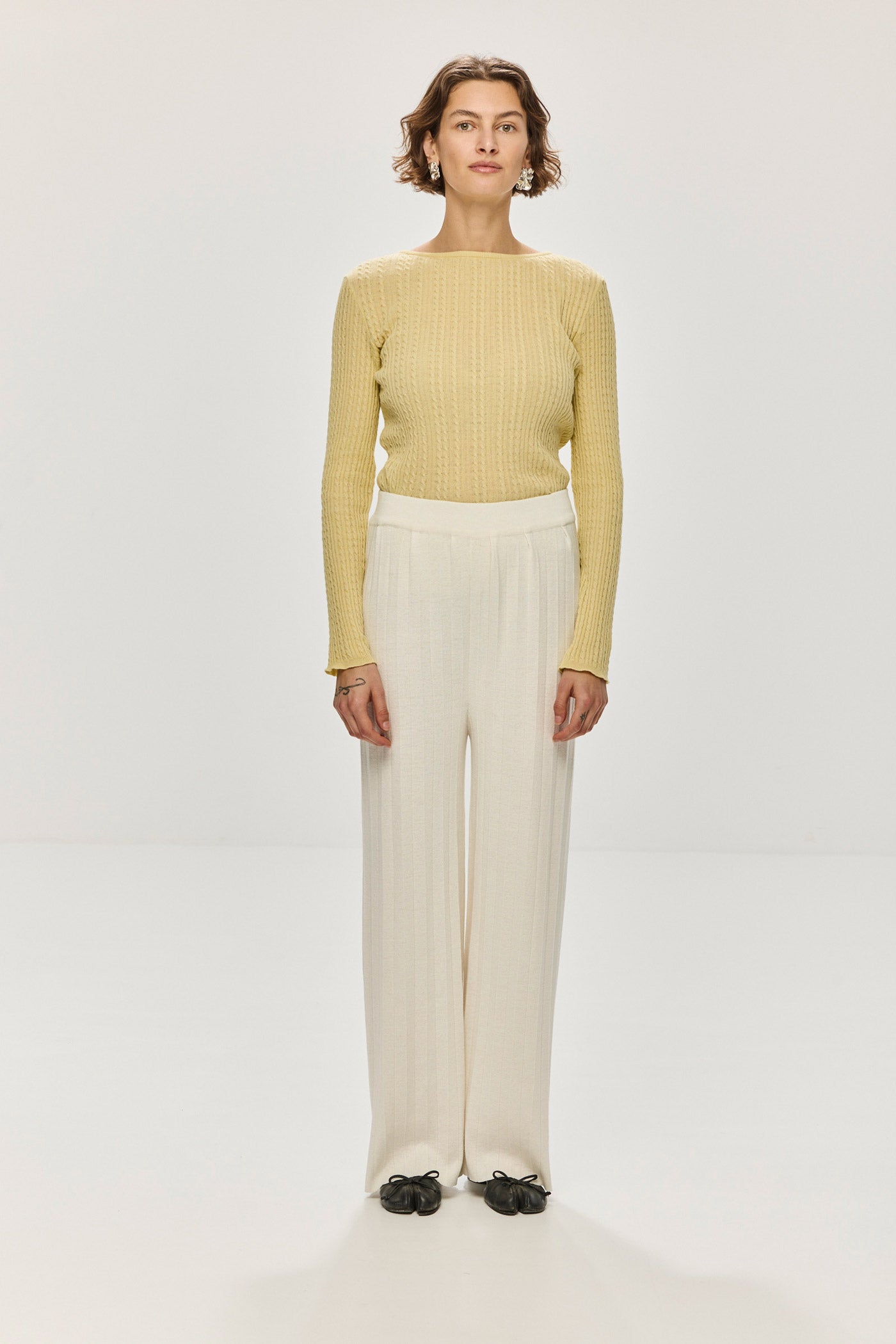 Durban Plissé Pants - Bone