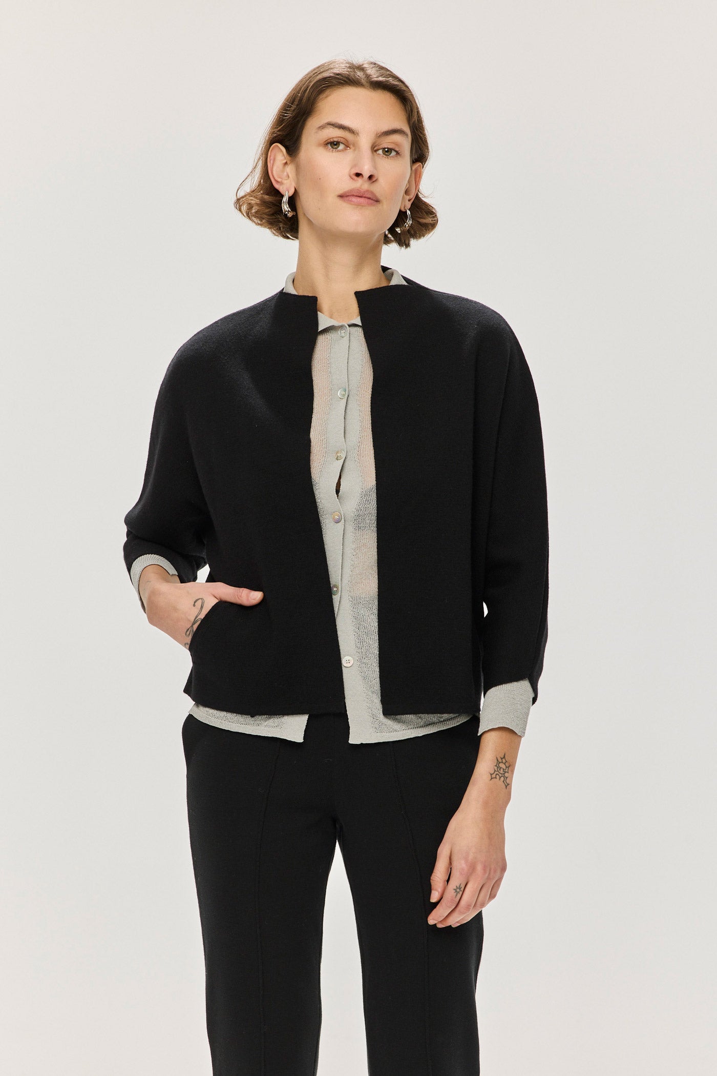 Knit Kimono Jacket - Charcoal
