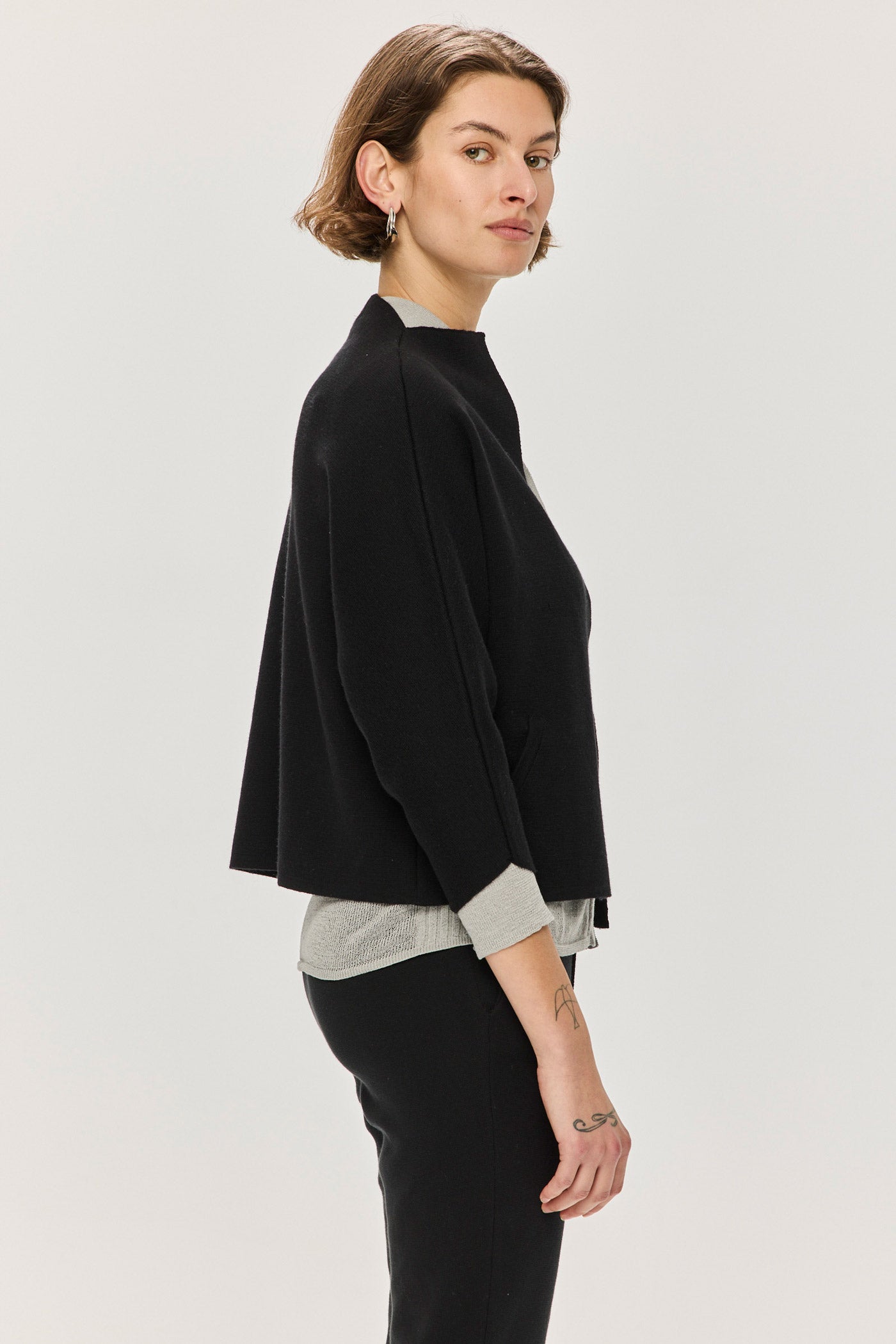 Knit Kimono Jacket - Charcoal