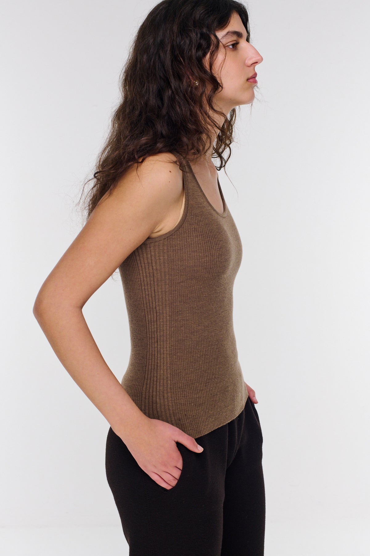 Bray Merino Tank - Coffee