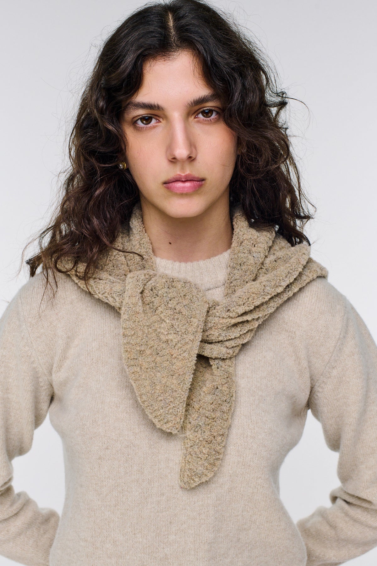 Triangle Merino Scarf - Oat Melange