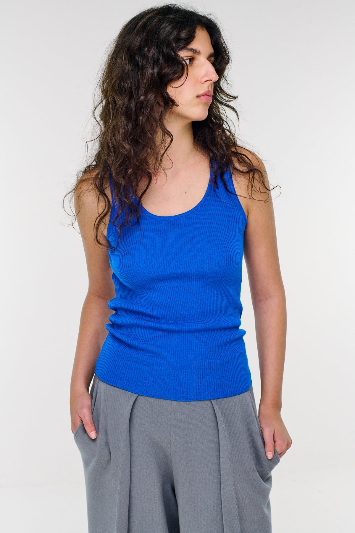 Bray Merino Tank - Cobalt