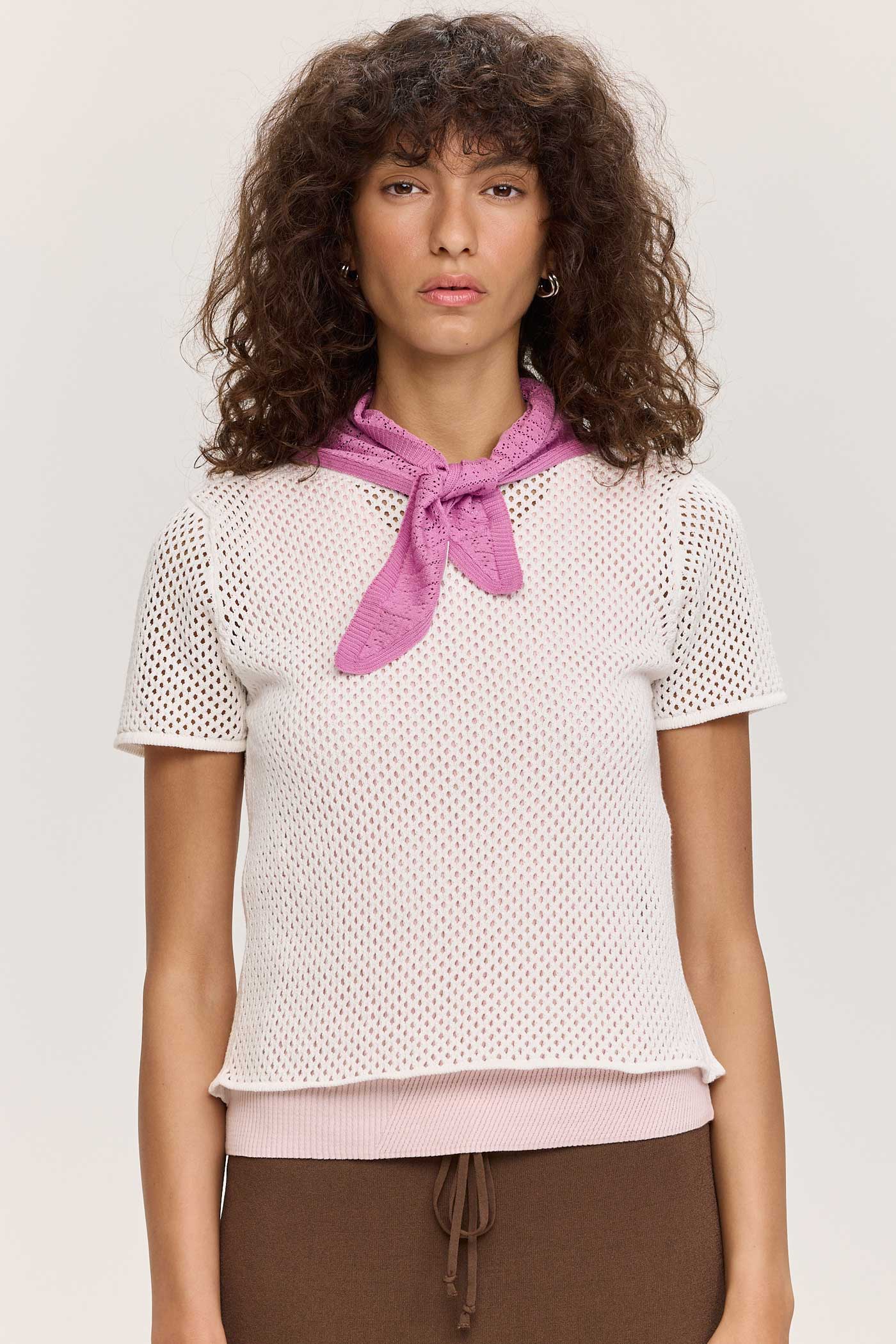 Hex Crochet Tee - Bone