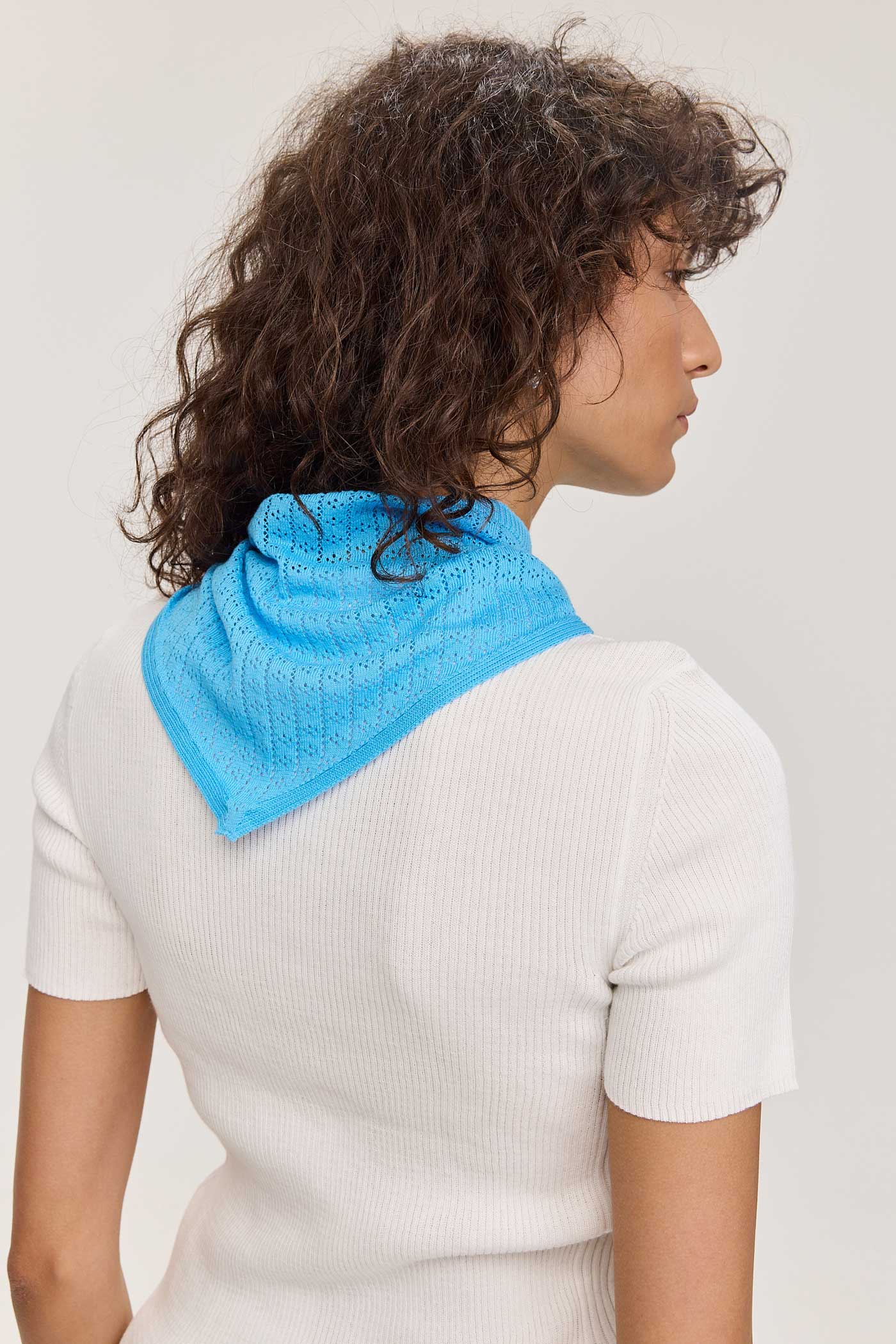 Riet Pointelle Scarf - Cornflower Blue