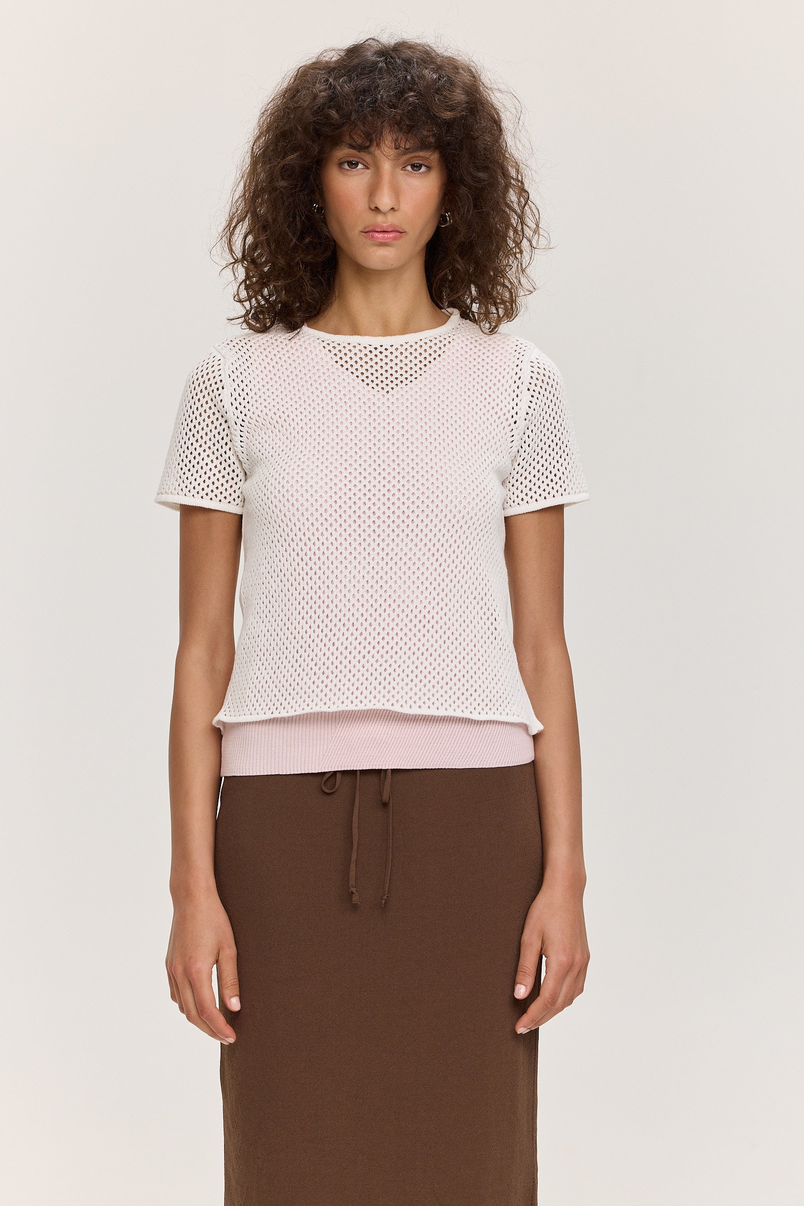 Hex Crochet Tee - Bone