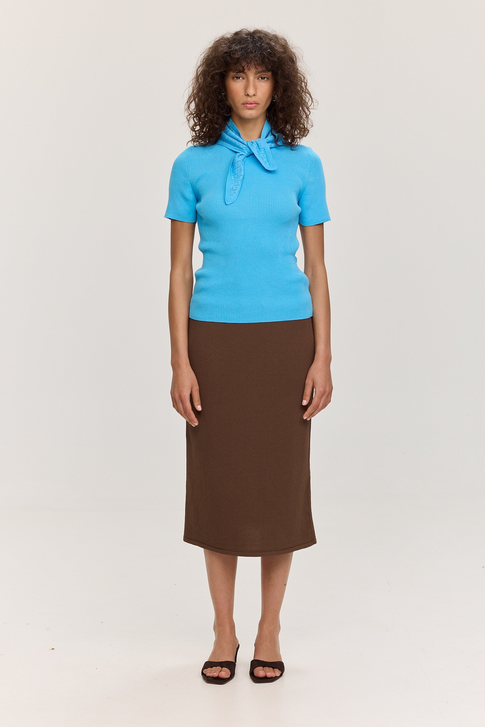 Ribbed Makò T - Cornflower Blue