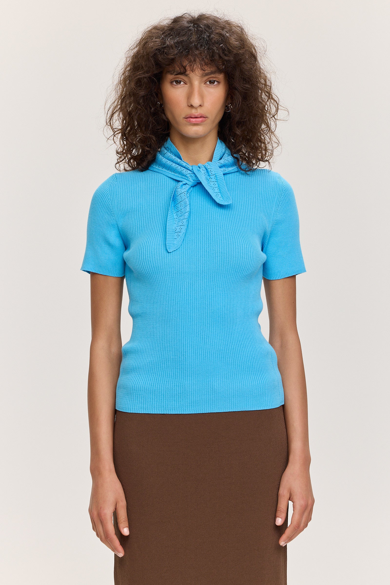 Ribbed Makò T - Cornflower Blue