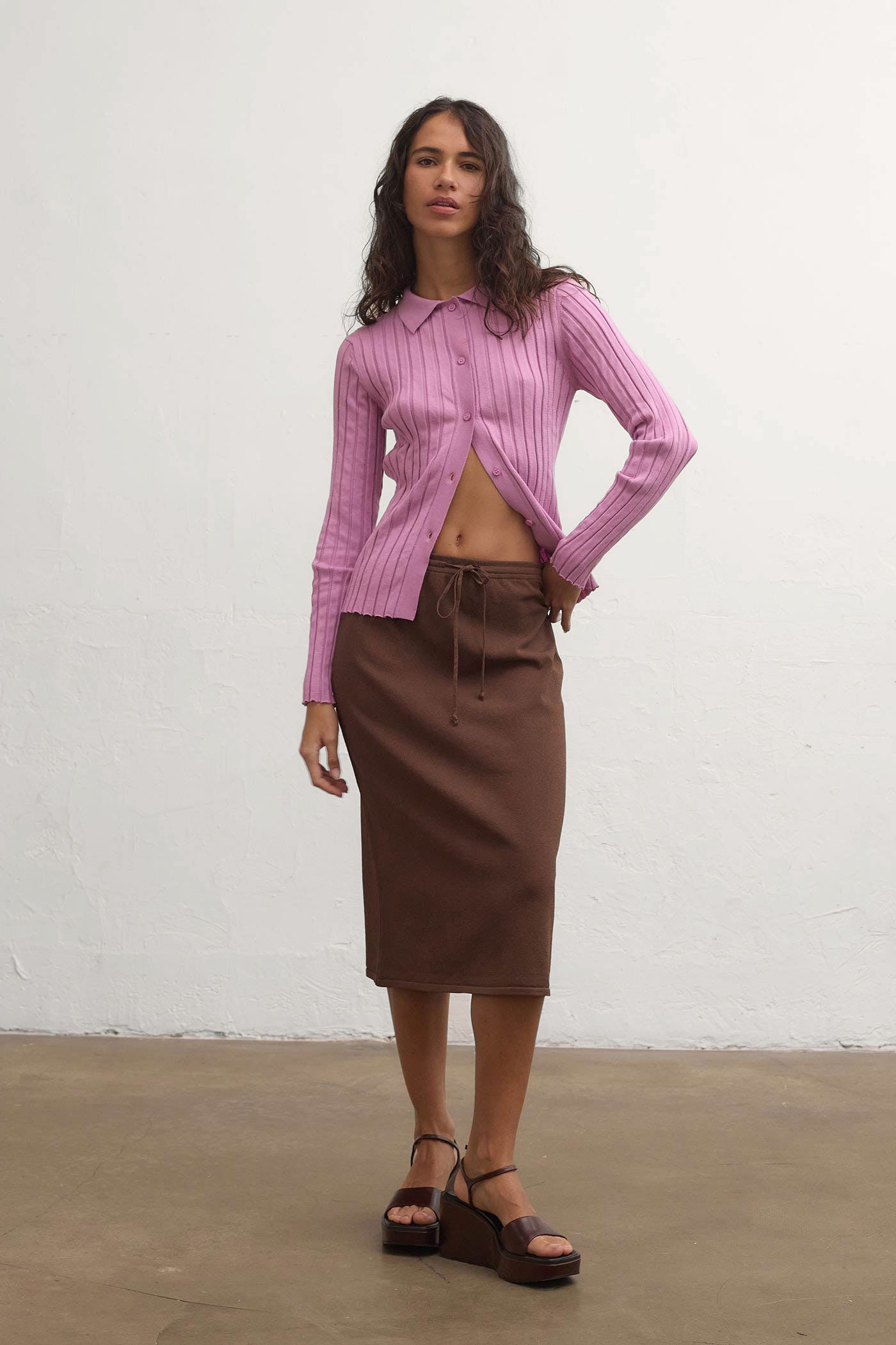 Brits Bouclé Skirt - Brown