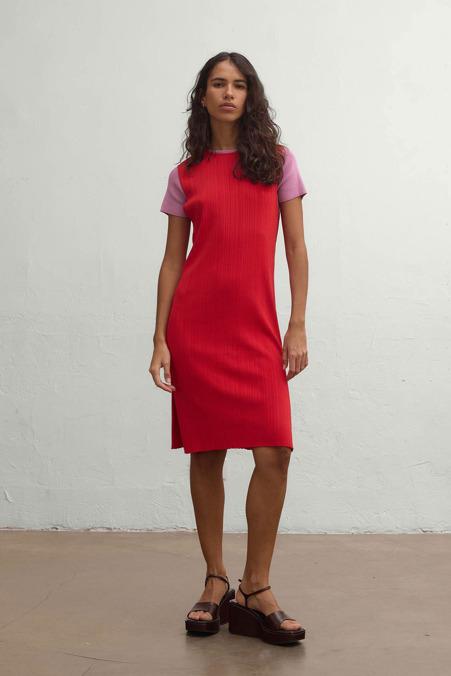 Cala Plissè Dress - Red
