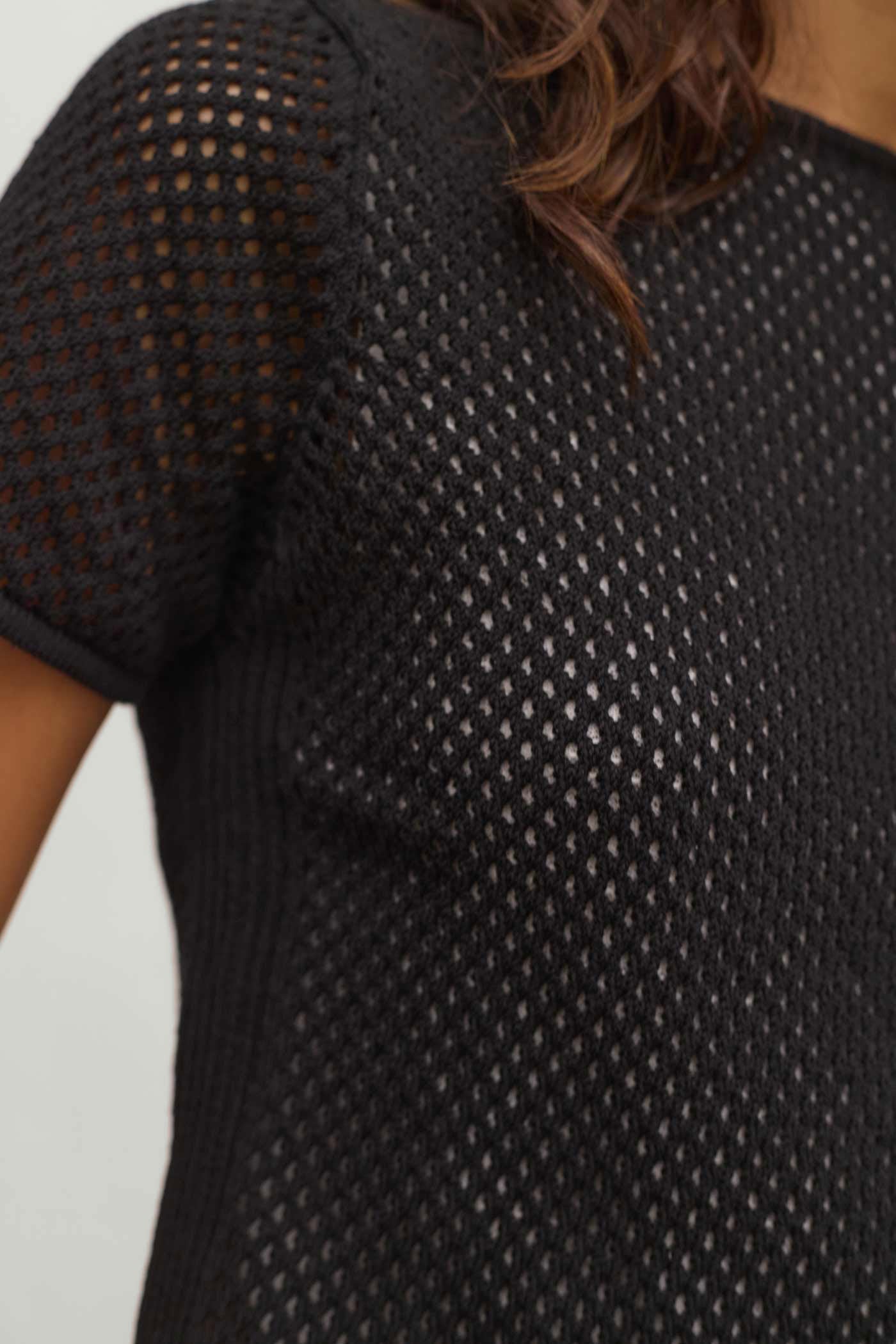 Hex Crochet Tee - Black