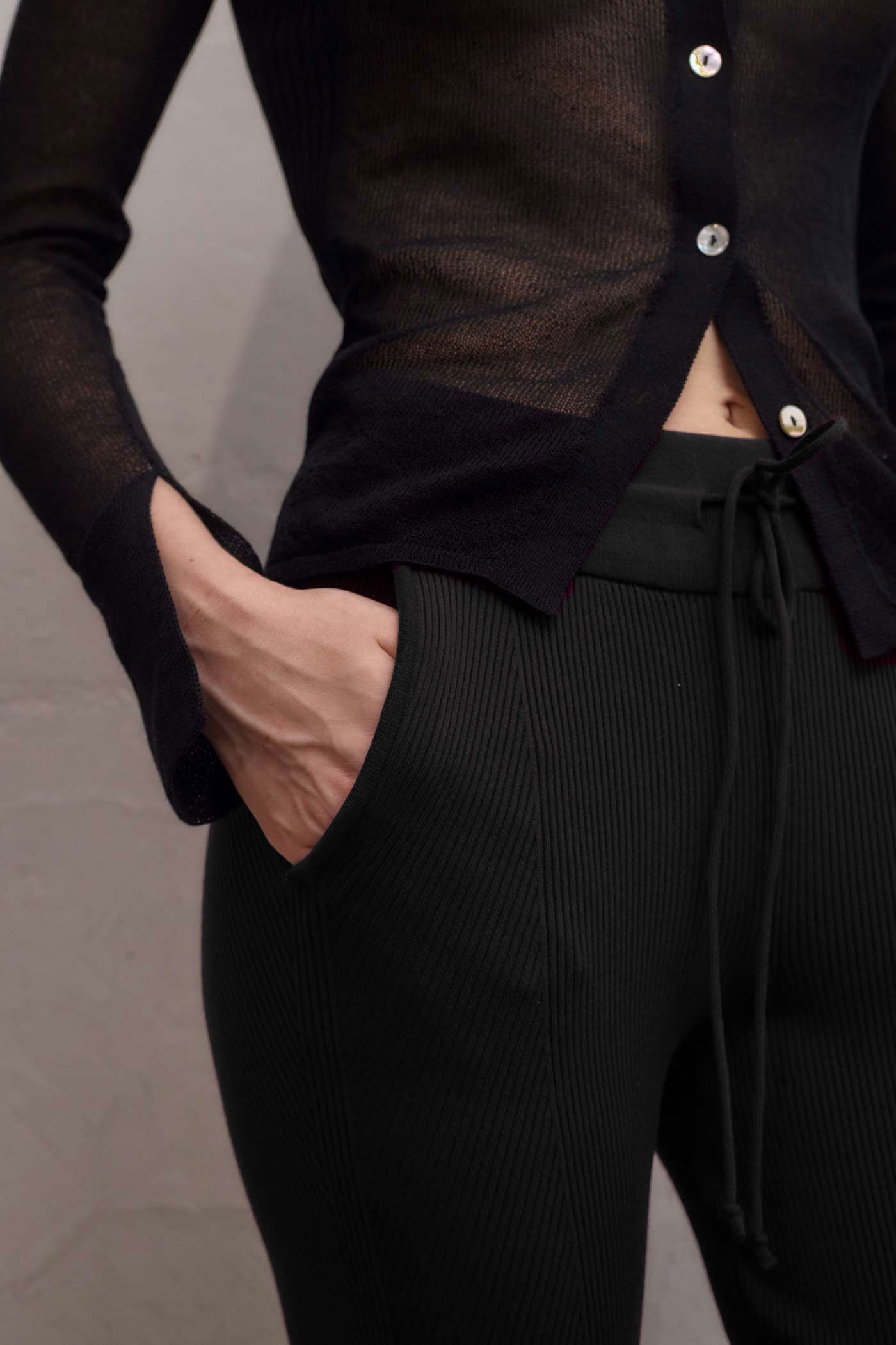 Ivy Rib Pants - Black