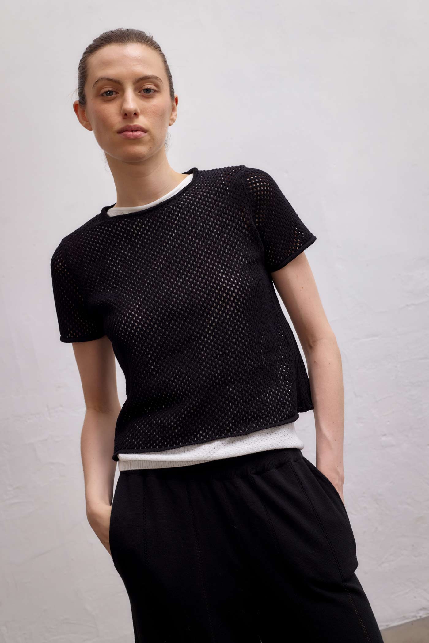 Hex Crochet Tee - Black