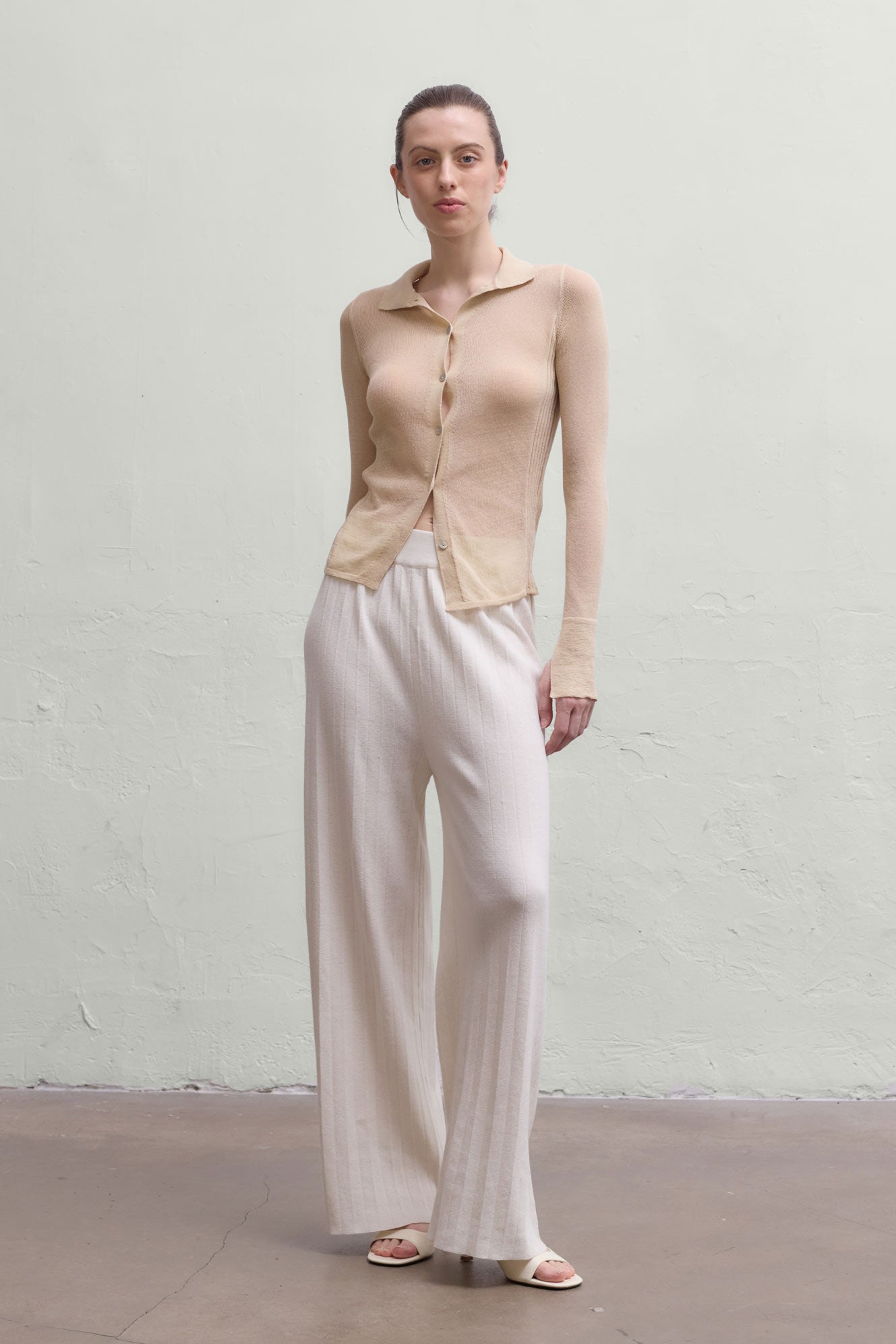 Durban Plissé Pants - Bone