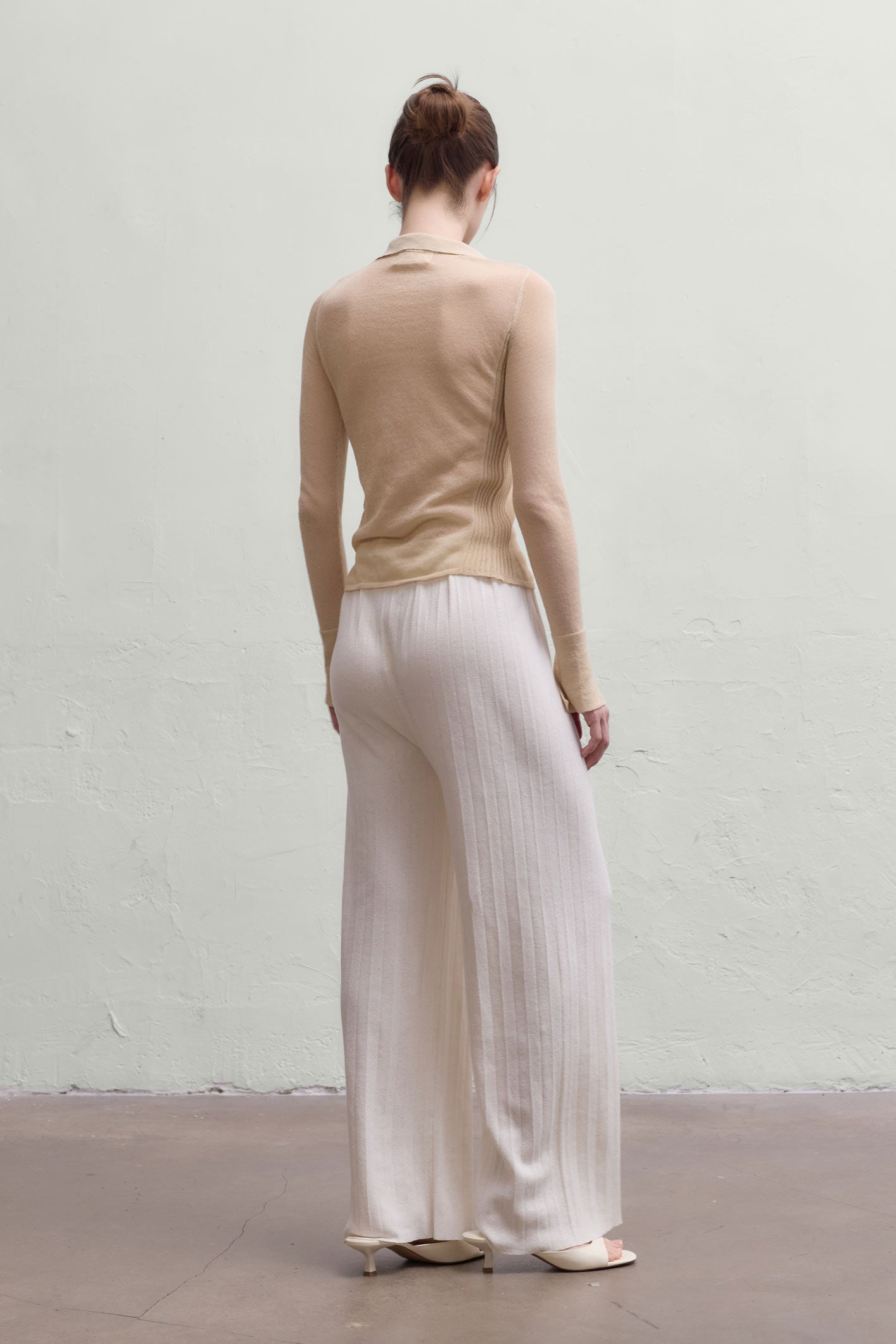 Durban Plissé Pants - Bone