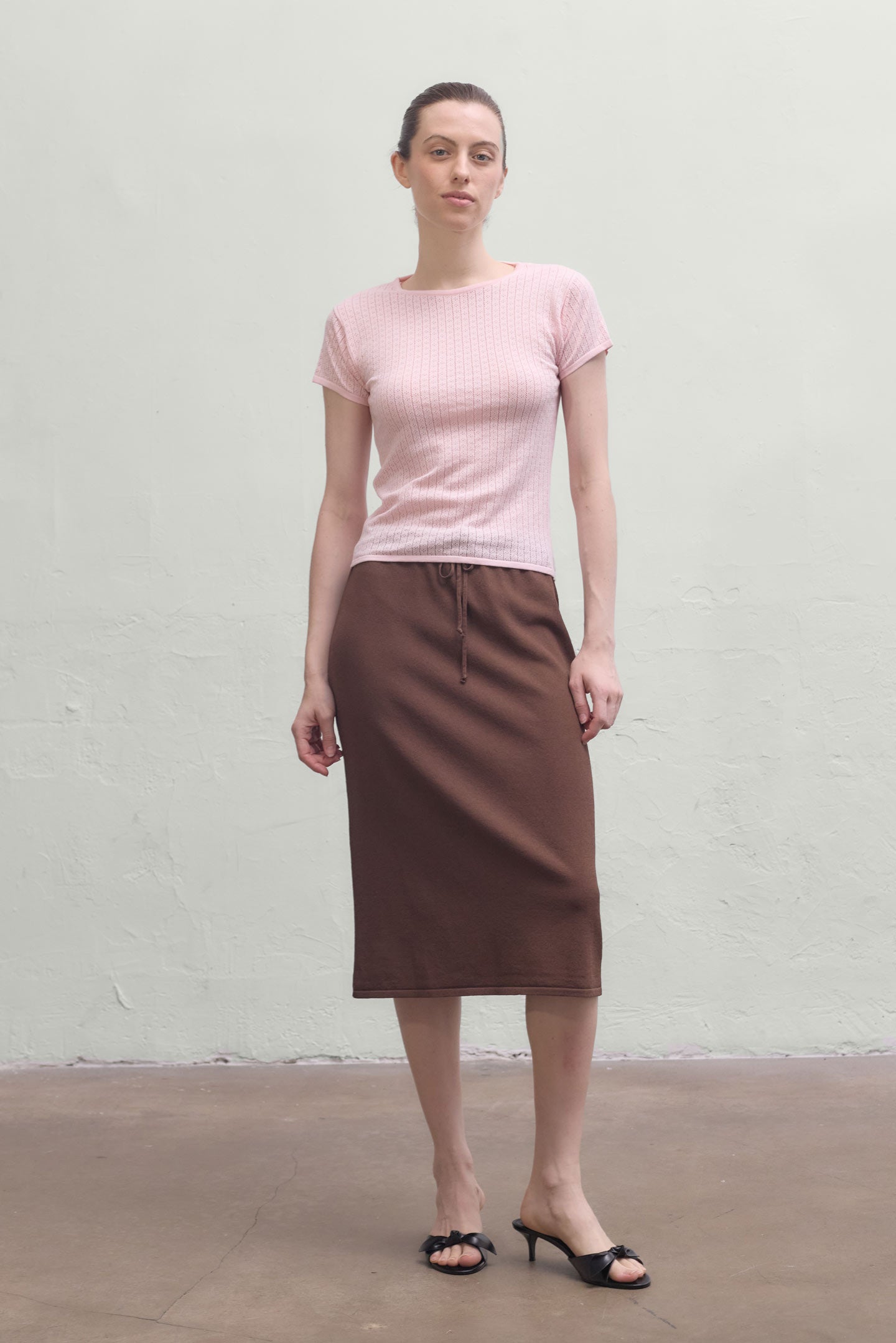 Riet Pointelle Tee - Pink