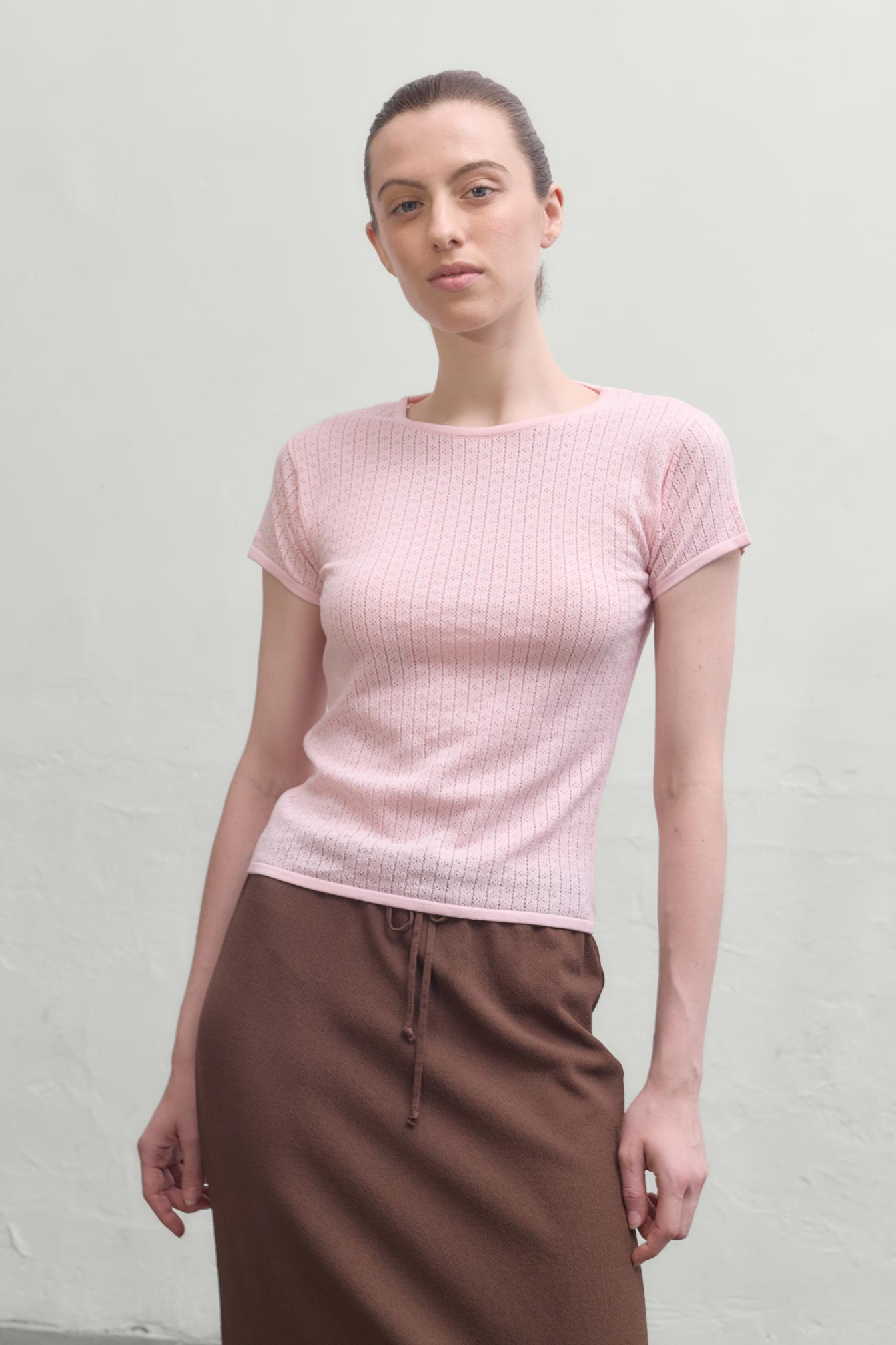 Riet Pointelle Tee - Pink