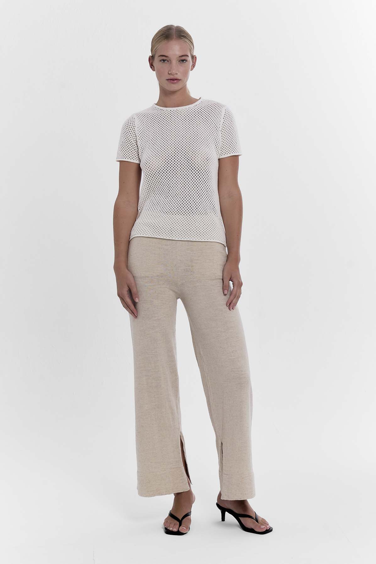 Hex Crochet Tee - Bone