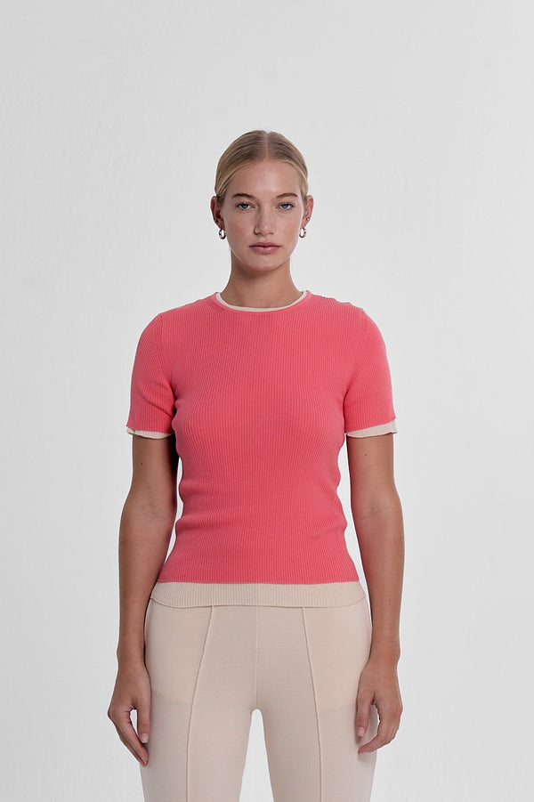 Ribbed Makò T - Coral