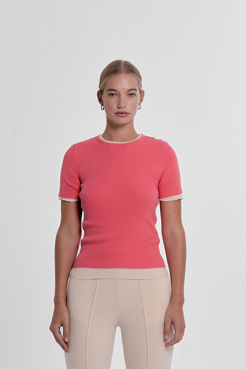 Ribbed Makò T - Coral