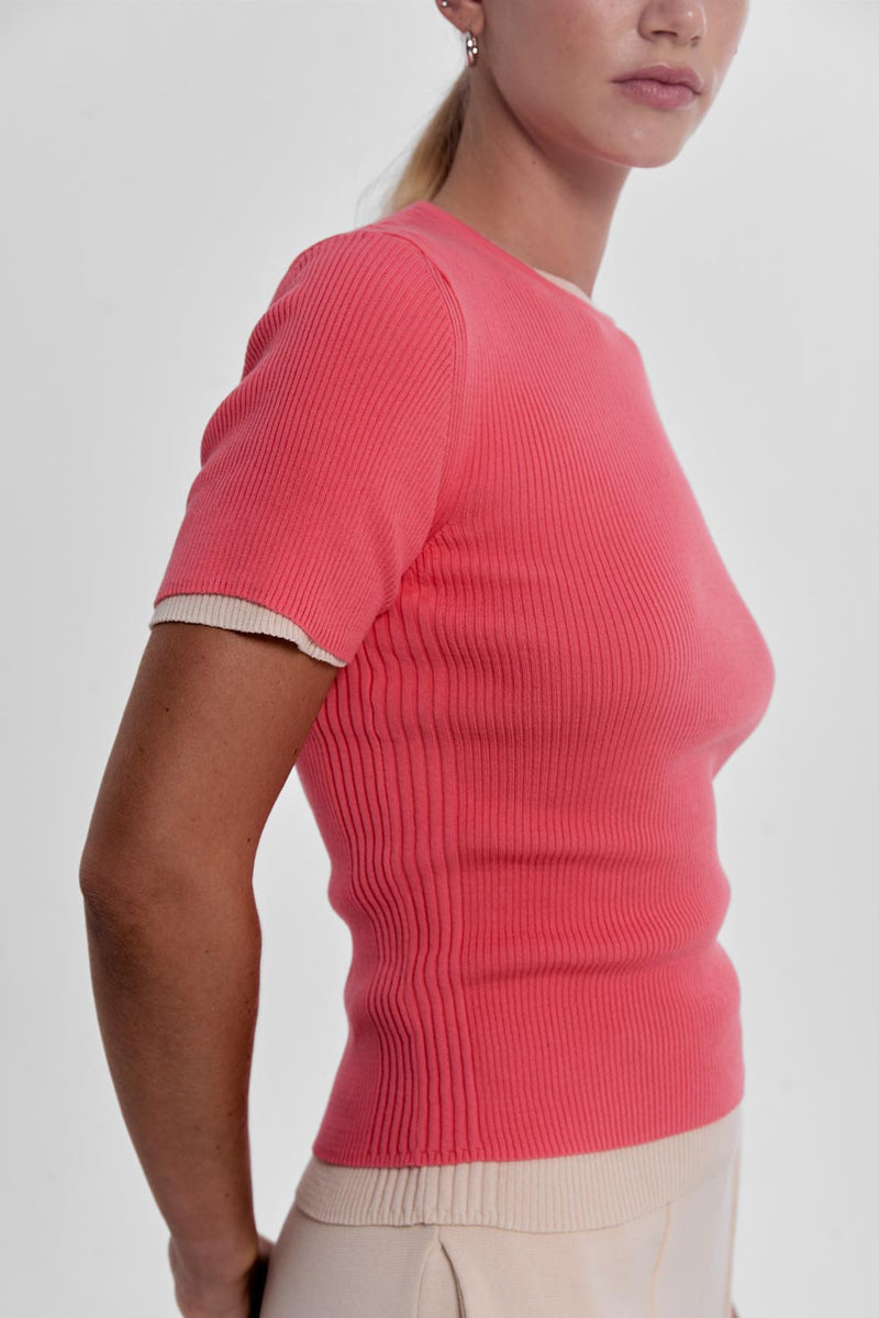 Ribbed Makò T - Coral