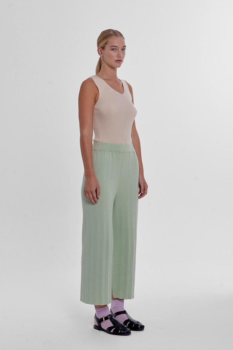 Durban Plissé Pants - Matcha