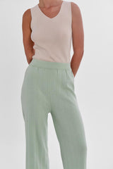 Durban Plissé Pants - Matcha